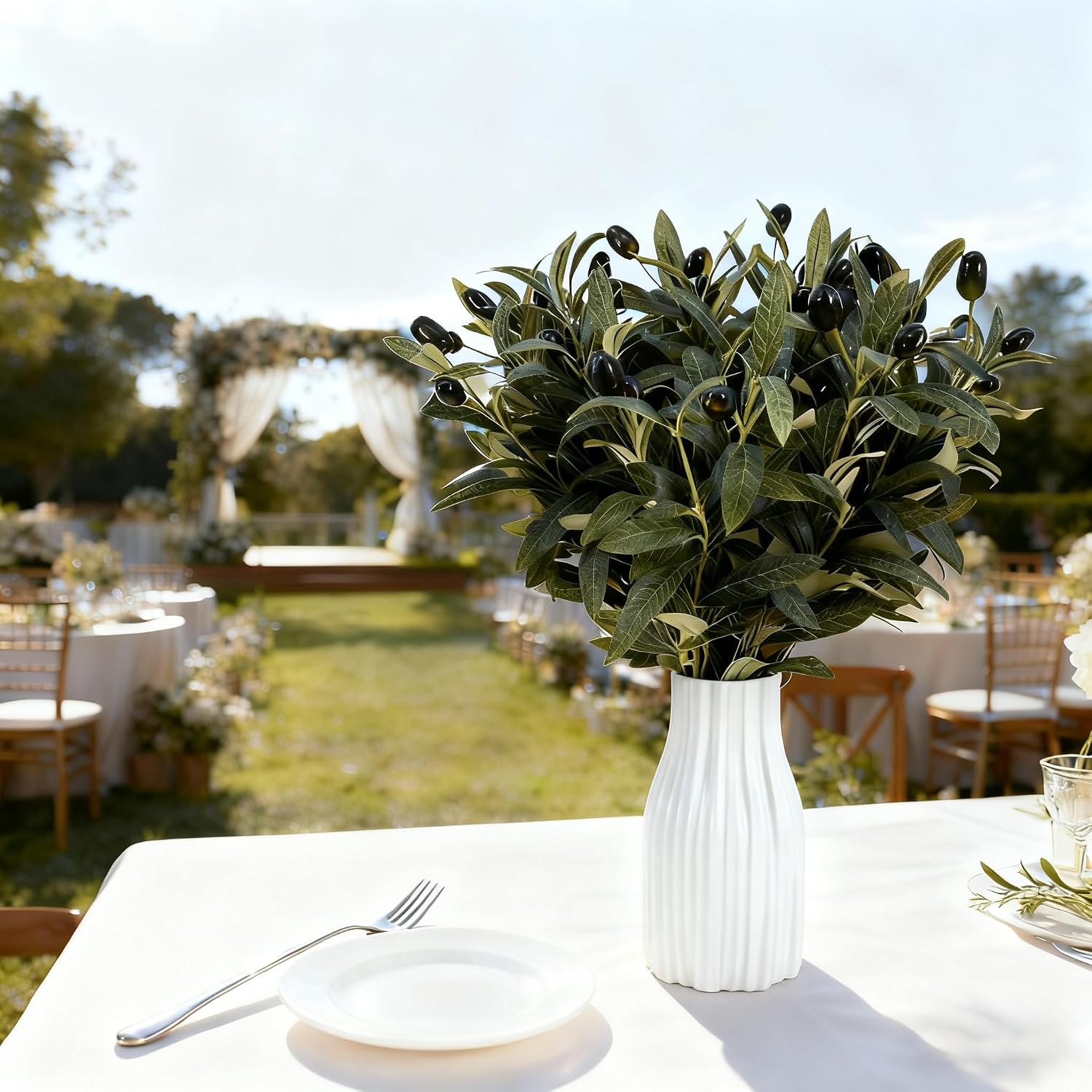 Faux Olive Branches for Vases / 18 Inch / Set of 10