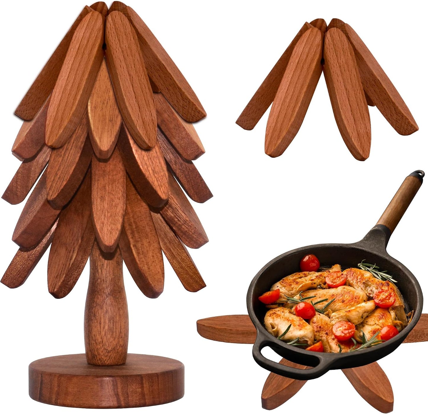 Wooden Trivets for Hot Dishes / Dark / Set of 5