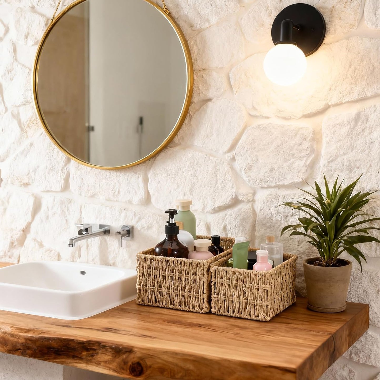 Wicker Baskets for Organizing / Set of 3