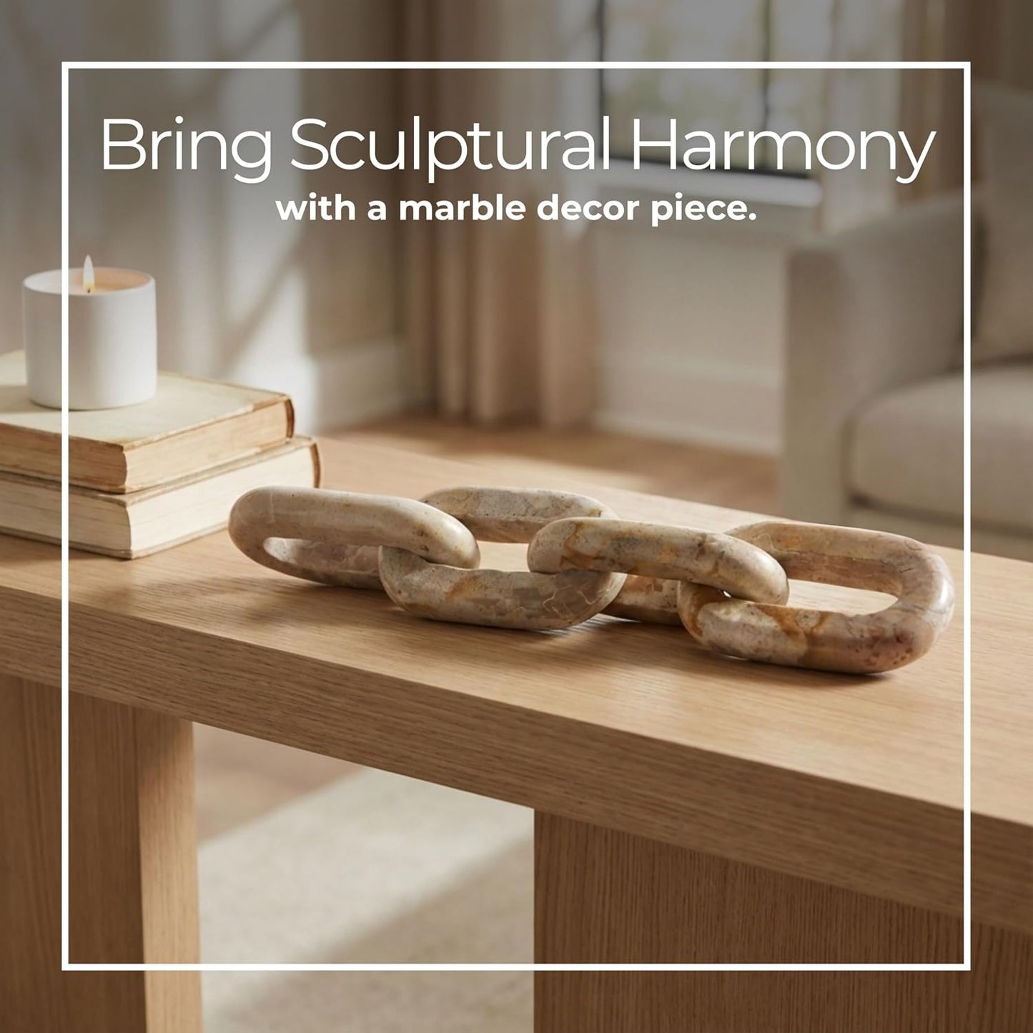 Marble Sculpture Decorative Object / 3.0" H / Ivory/beige