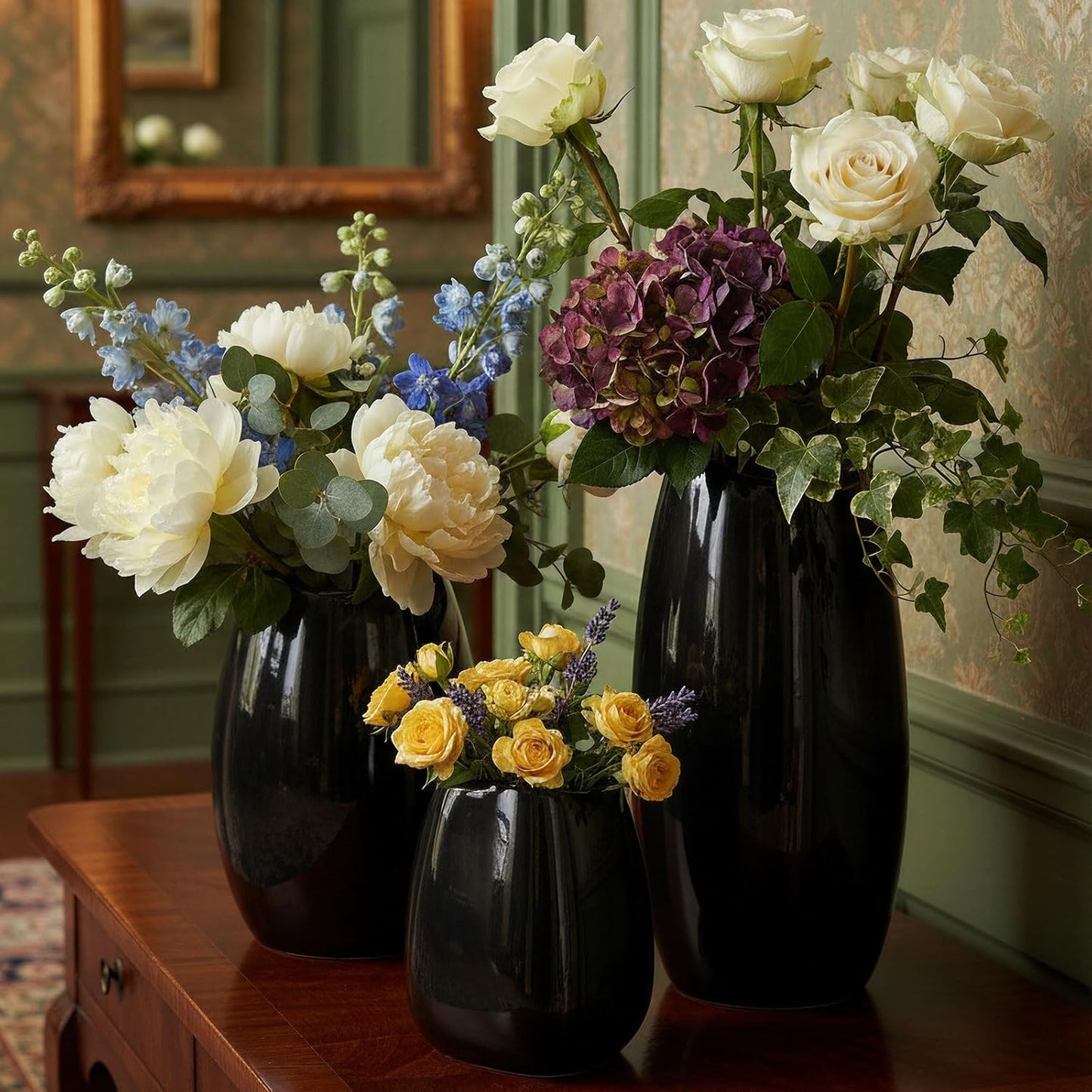 Ceramic Vase Flower Vase / Black / Set of 3