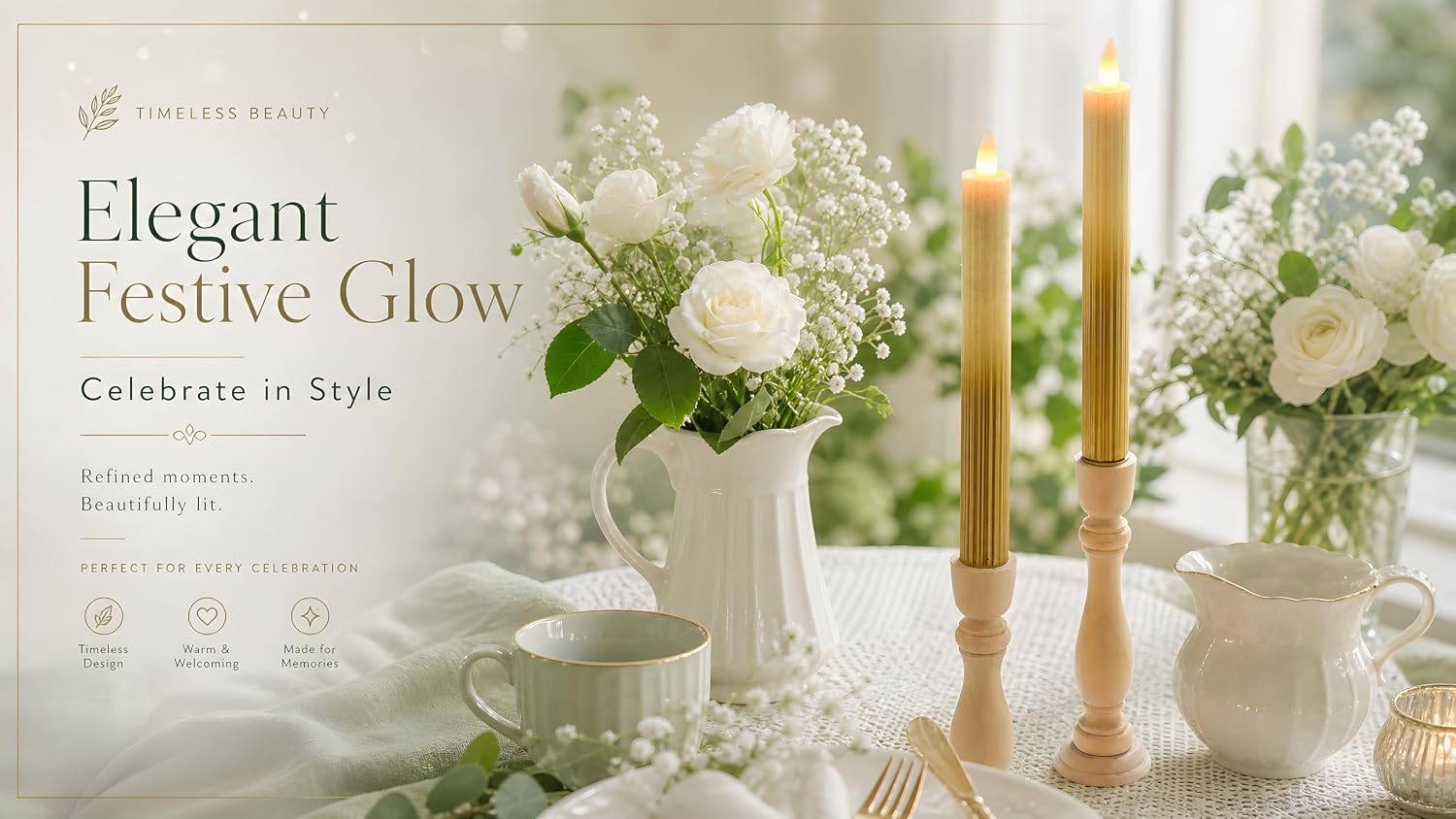 Flameless Taper Candles Flickering with Remote and Timer, 3D Moving Flame Taper Candle Battery Operated to 400 Hours, 9
