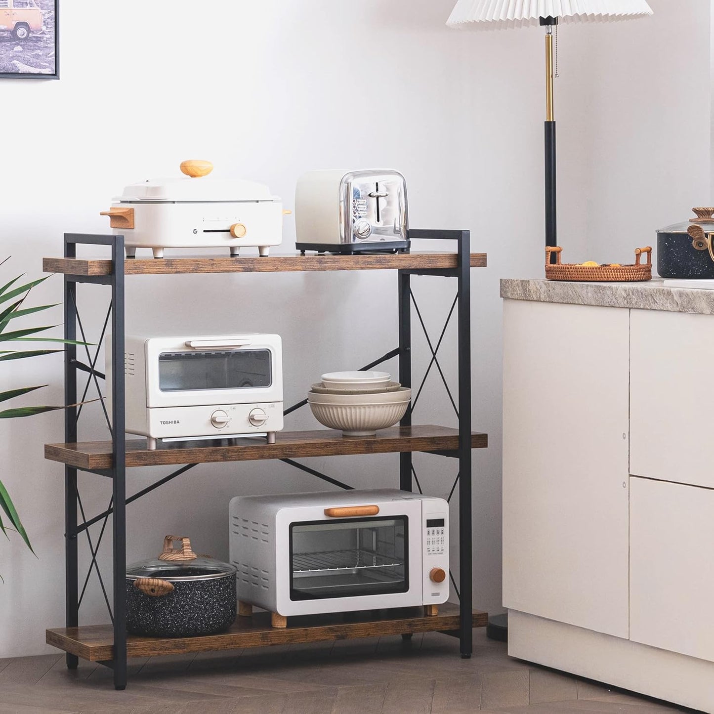 Wood and Metal / 3-tier / Rustic Brown