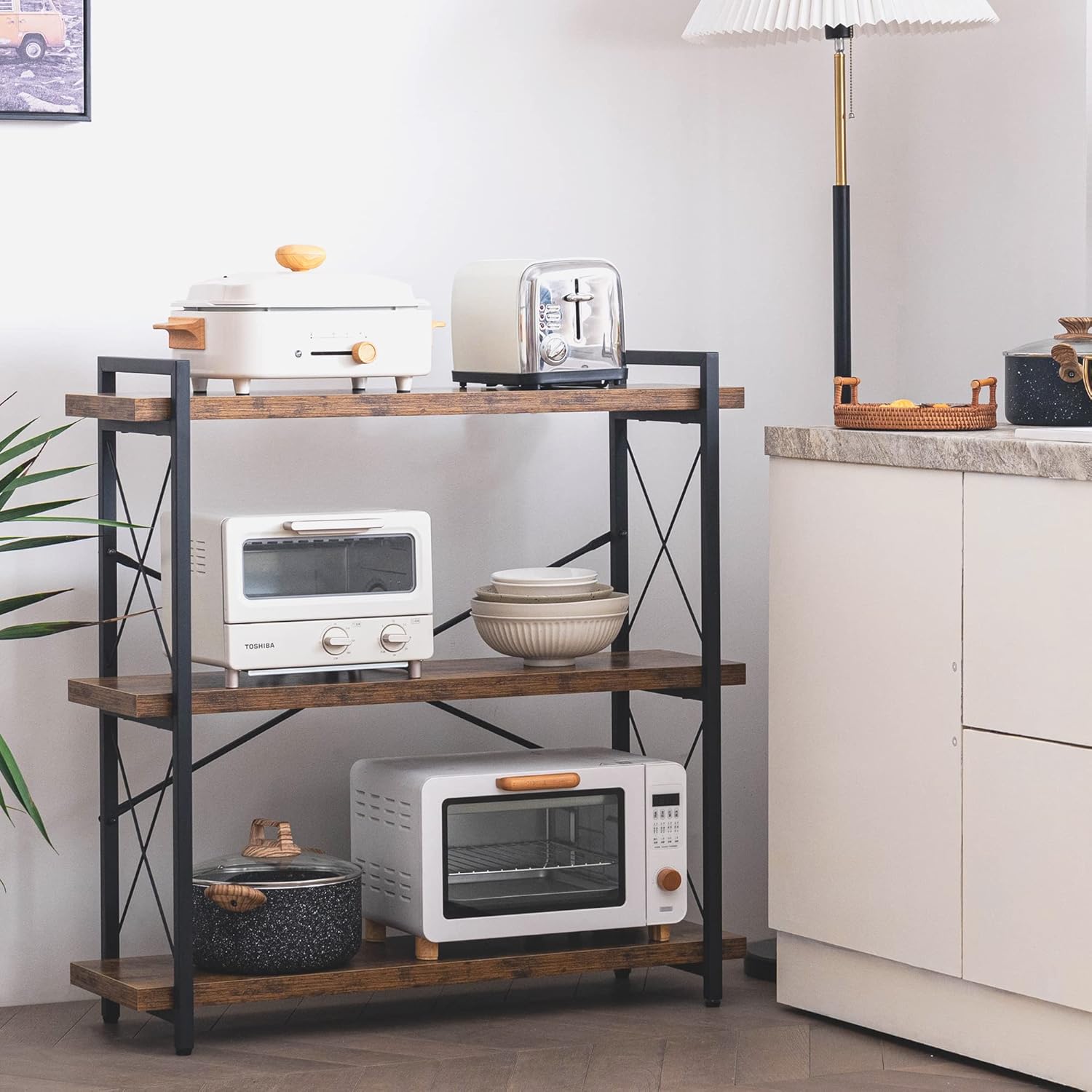 Wood and Metal / 3-tier / Rustic Brown