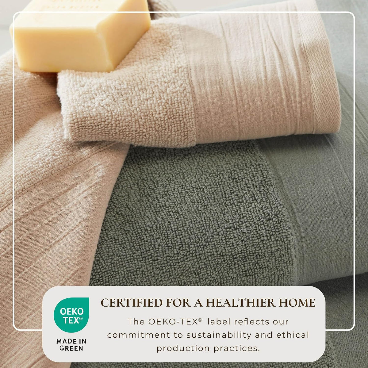 Great Bay Home White Bath Towel Set - Ultra-Soft 100% Cotton, Linen Like Border Design - 4 Bath Towels (54" x 30")