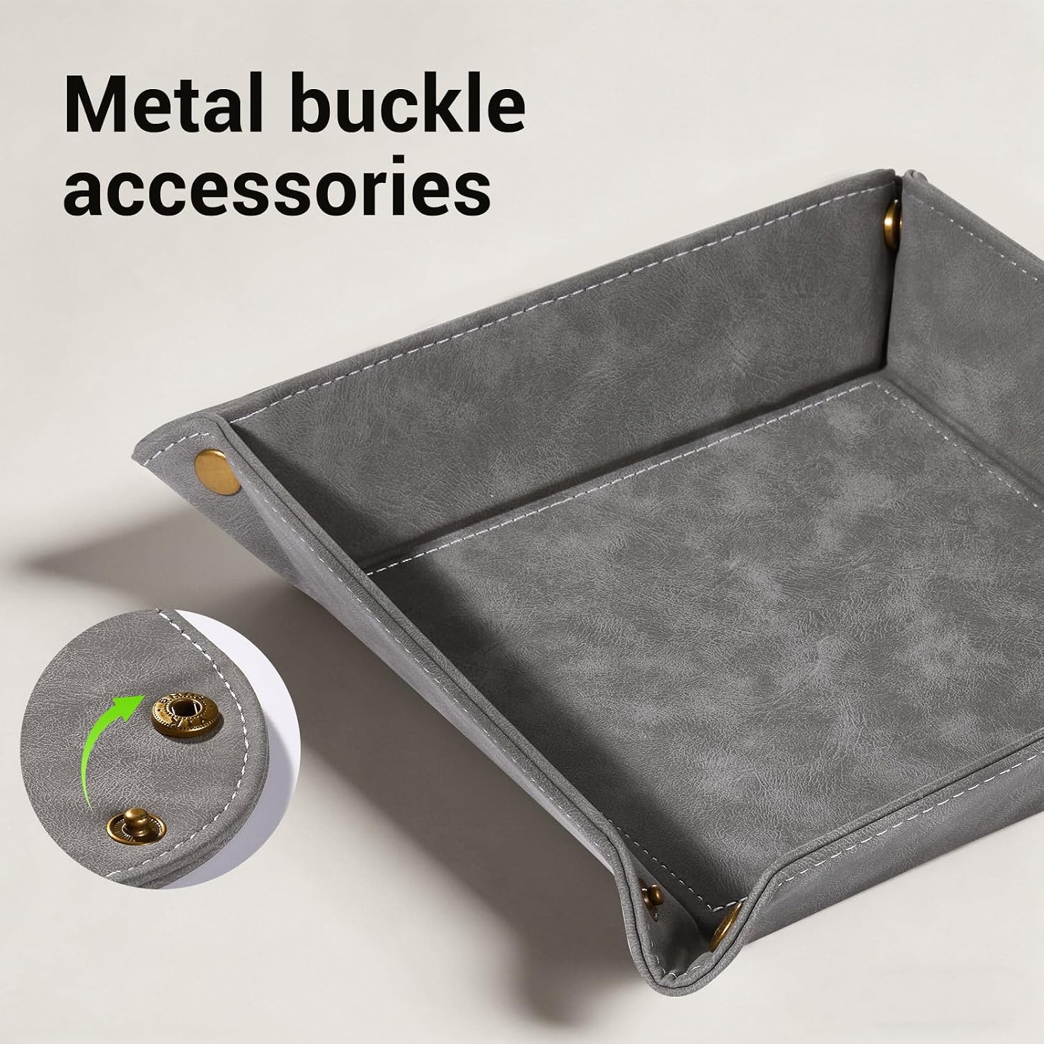 Leather Valet Tray / Gray
