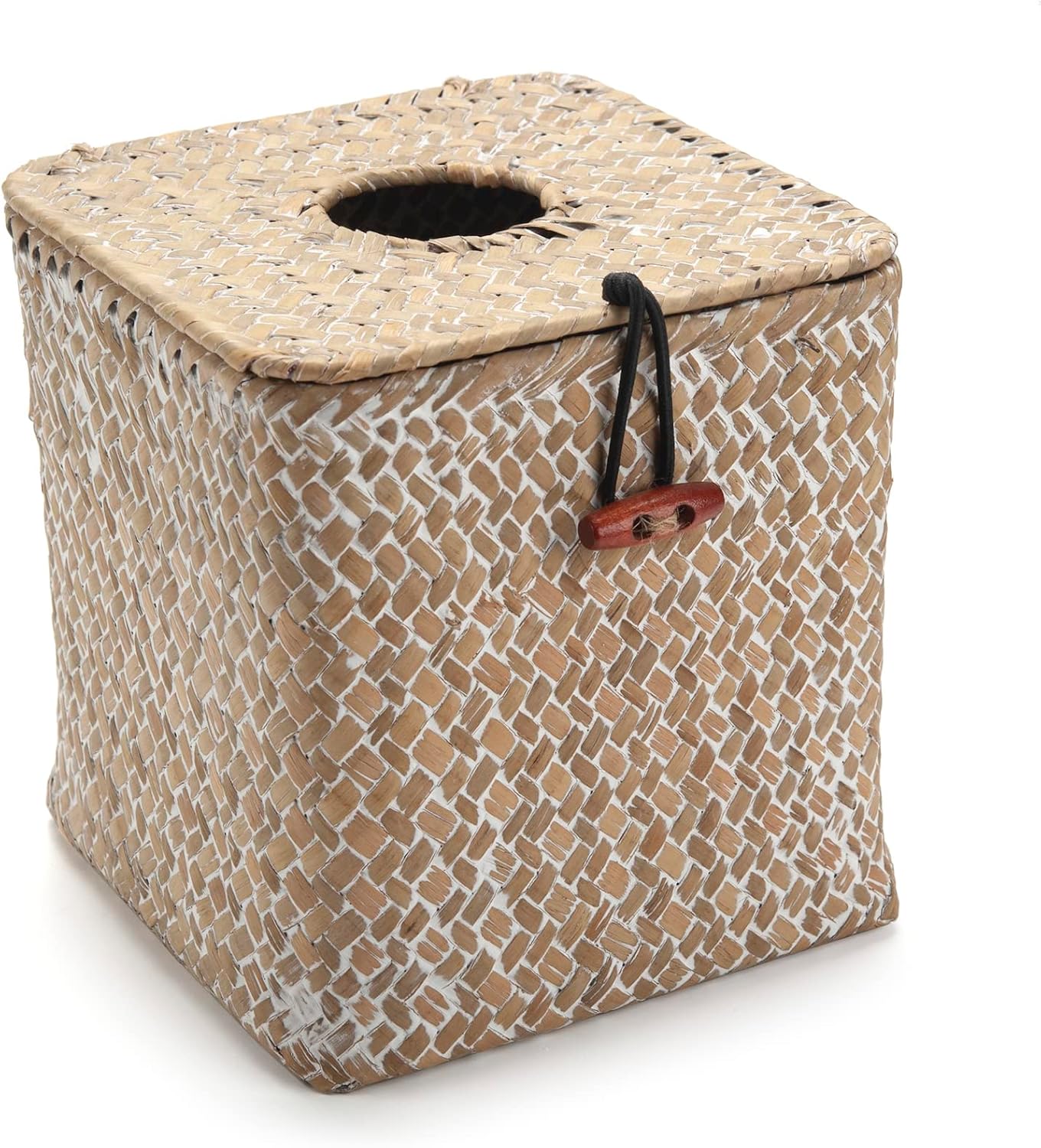 Seagrass Tissue Box Holder / Whitewash