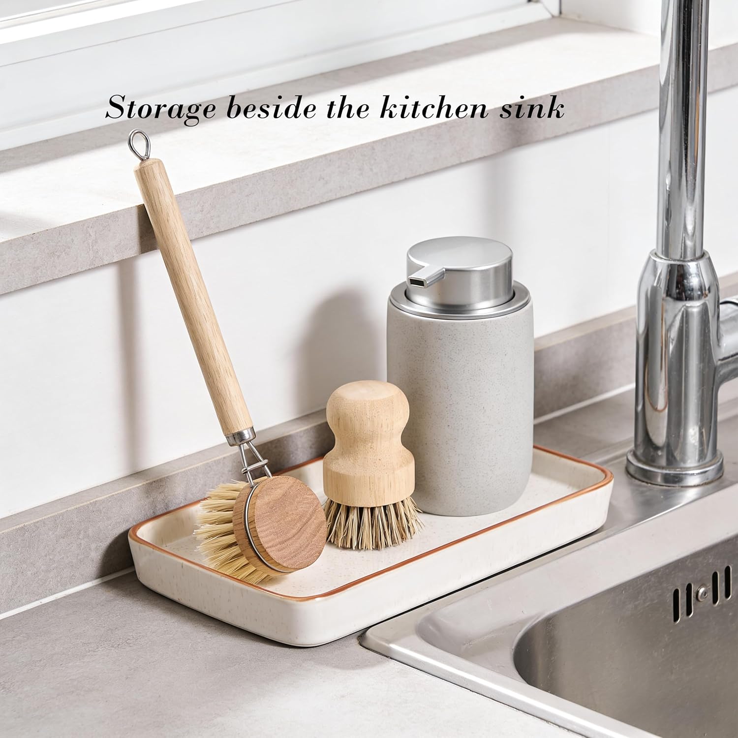 Bathroom Vanity Tray for Countertop- Ceramic Decorative Organizer / Reactive White-1 Pc / 10 x 6 x 1