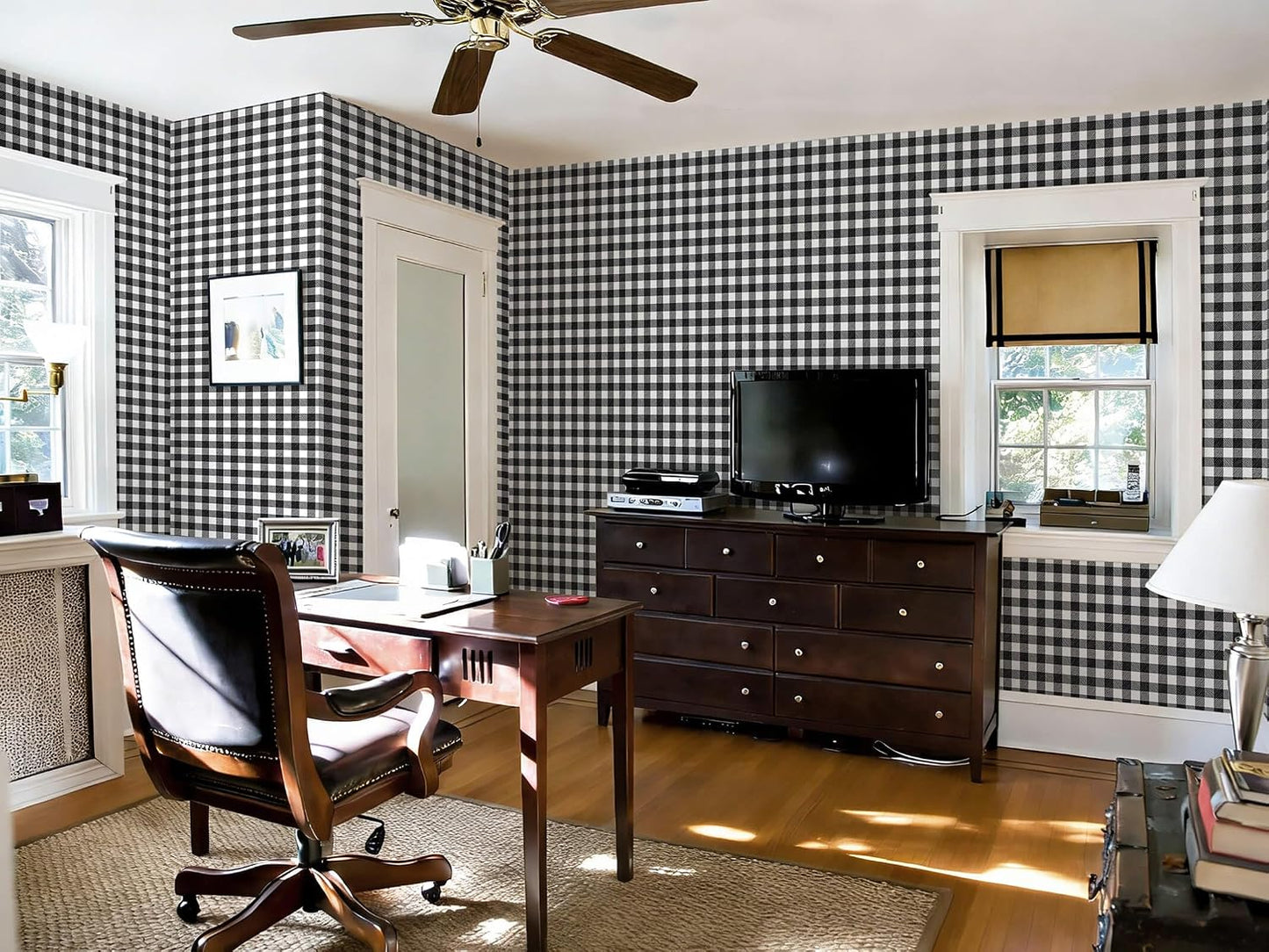 Checkered Wallpaper Black and White Wallpaper " Peel and Stick Modern / 196 x 17.3 / Black/white