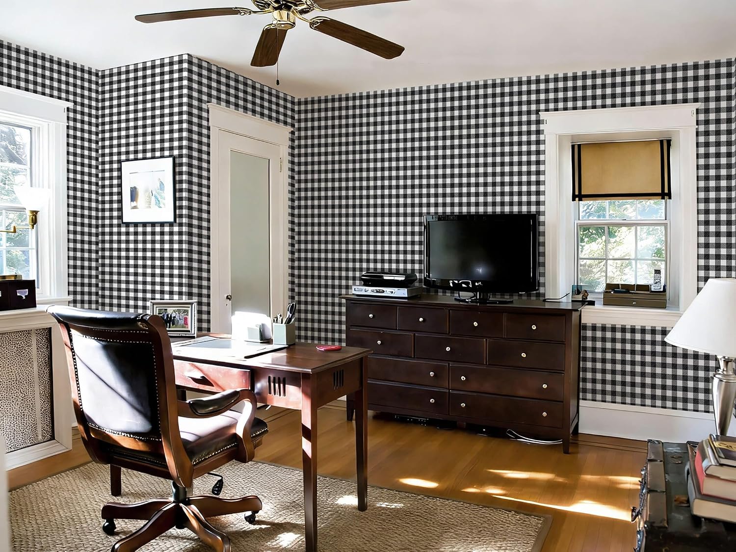 Checkered Wallpaper Black and White Wallpaper " Peel and Stick Modern / 196 x 17.3 / Black/white