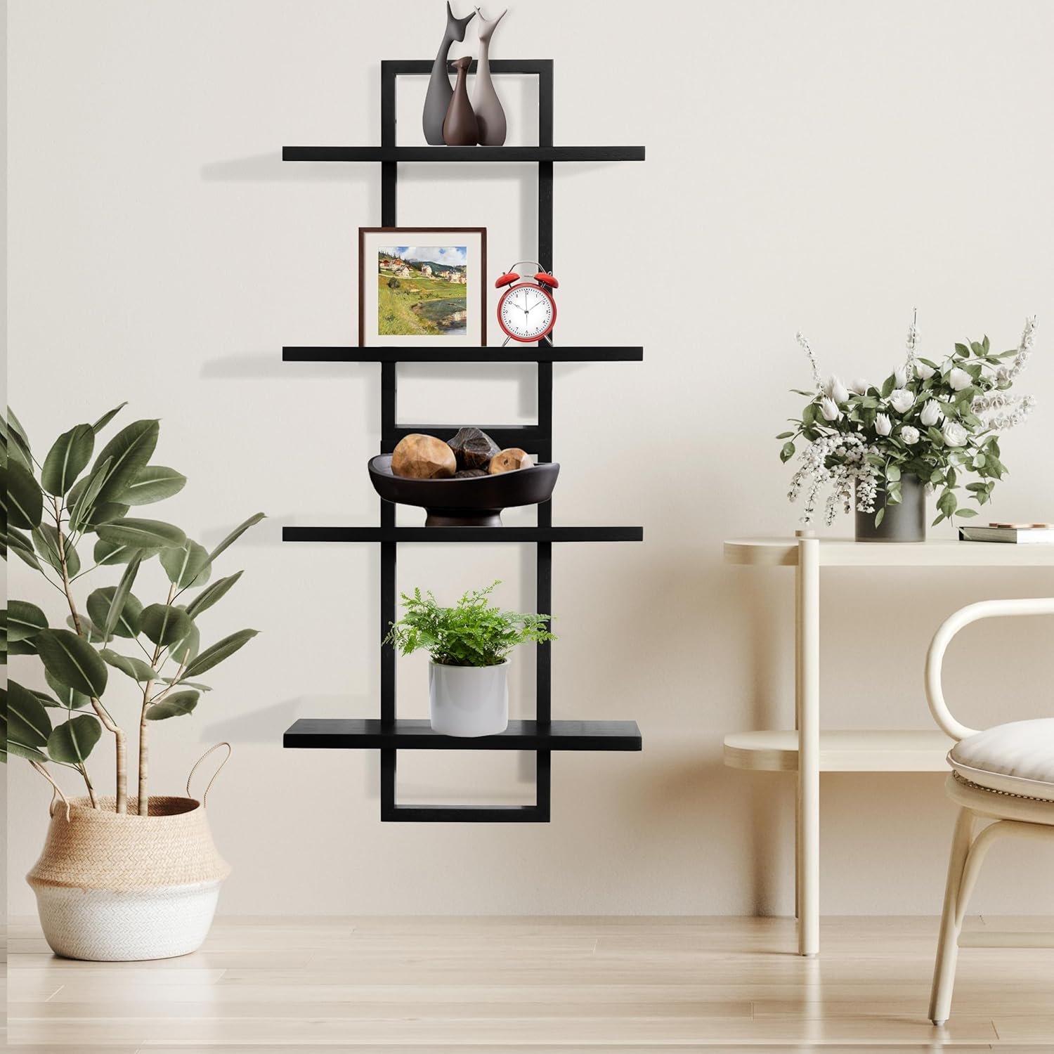 Floating Shelves / Modern Decorative Plants Shelves / Black-2 Tier / Set of 2