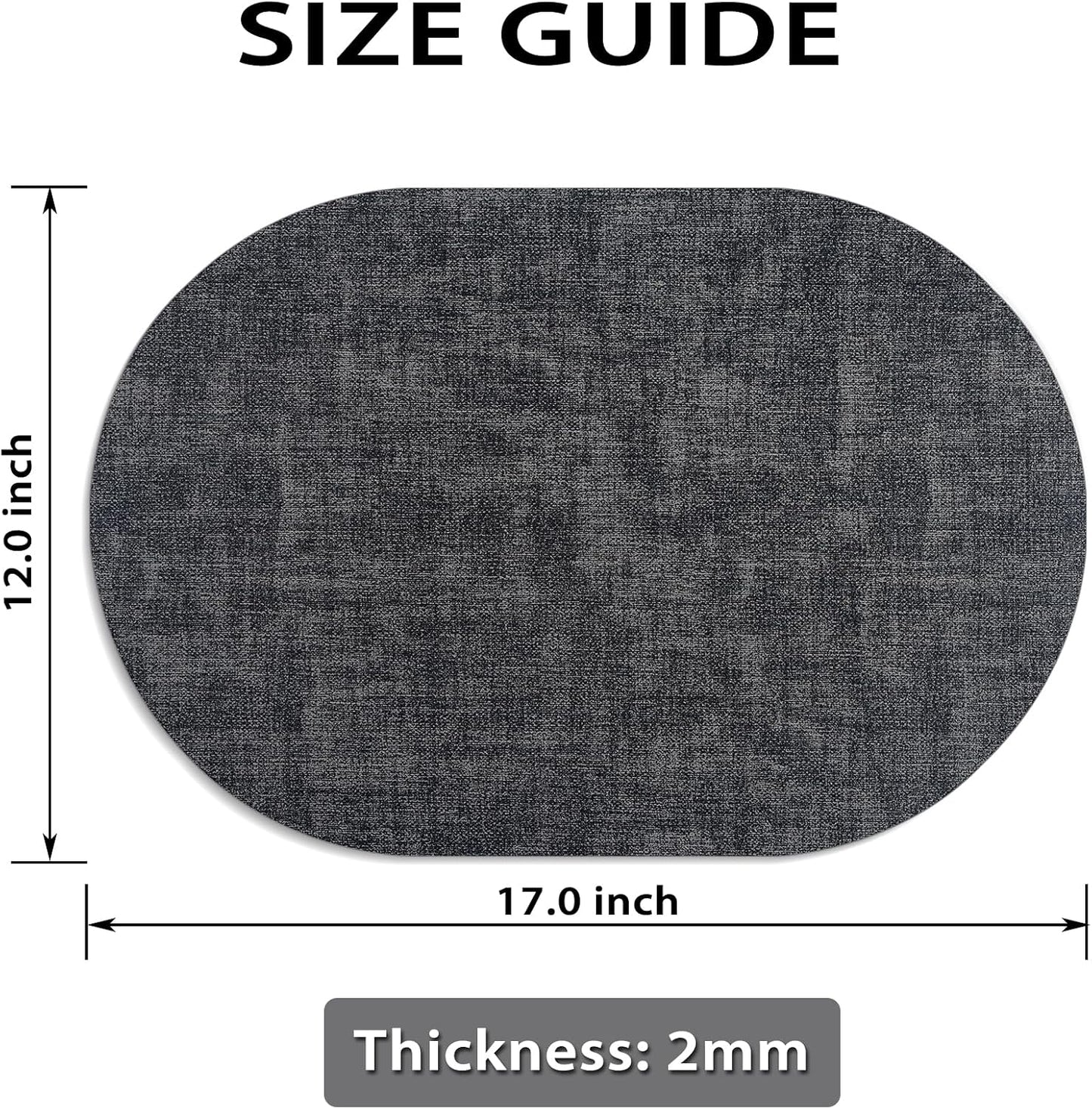 Placemats Set of 8 Non-Slip, Heat Resistant Oval Leather Place mats Double Layer, Waterproof Table Mats Easy to Clean