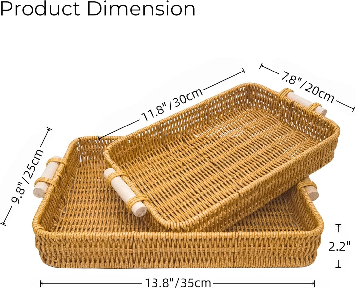 GIB Woven Baskets Serving Trays / Rectangular / Set of 2