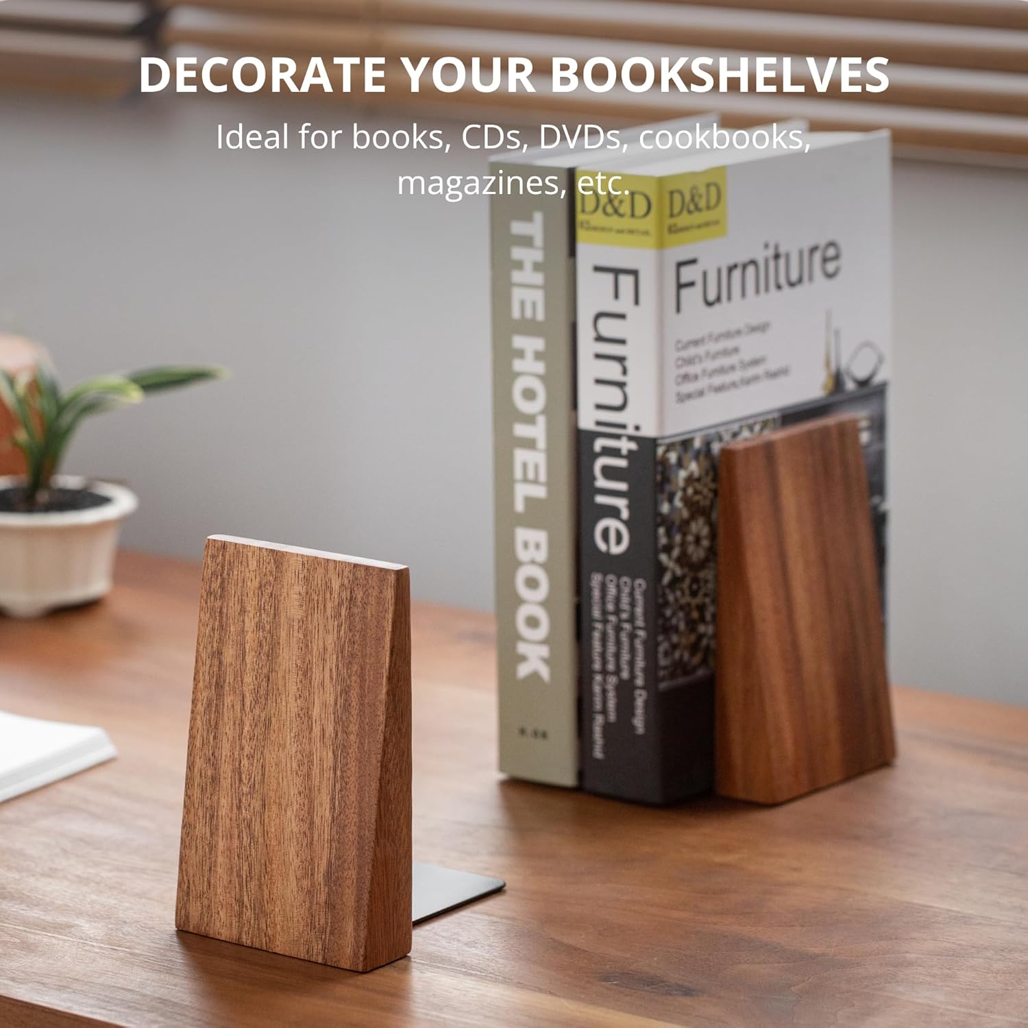 Thickened Wooden Bookends for Heavy Books / Brown
