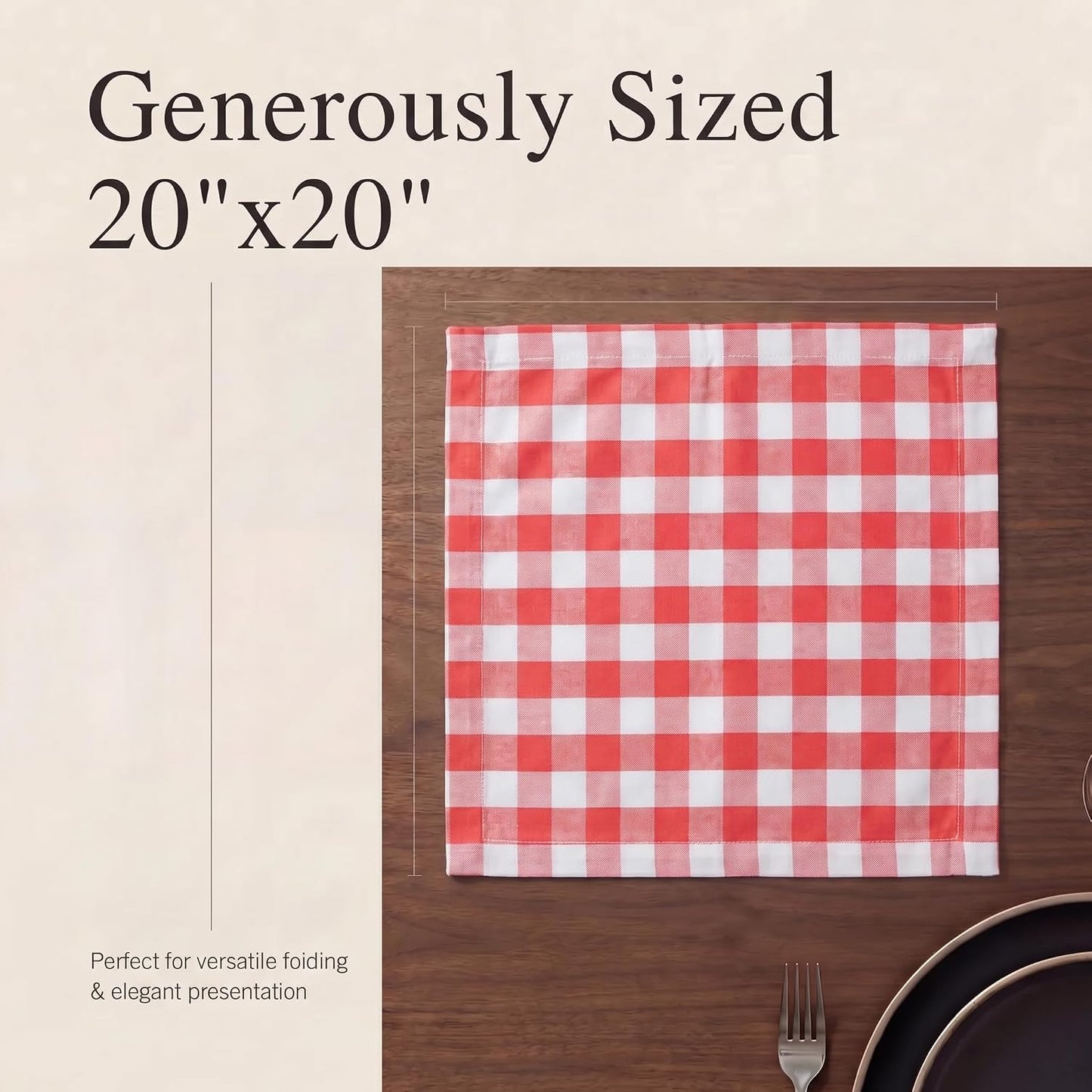 Urban Villa Cloth Napkins Cotton 12x12 (Set of 12) Red