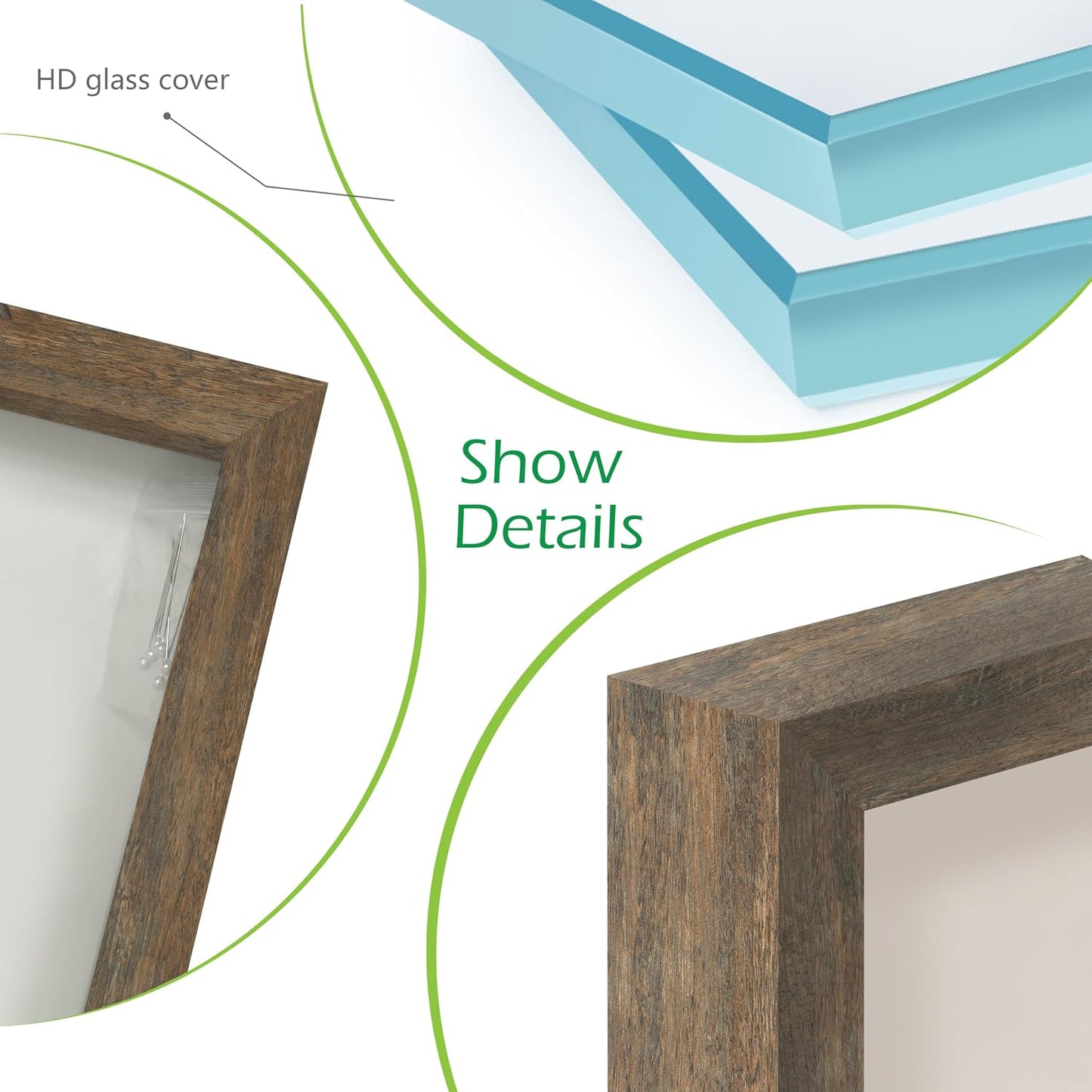 FrameWorks 16x20 Driftwood Wooden Shadow Box Frame – Soft Felt Back, Tempered Glass, and Included Elegant White Ball