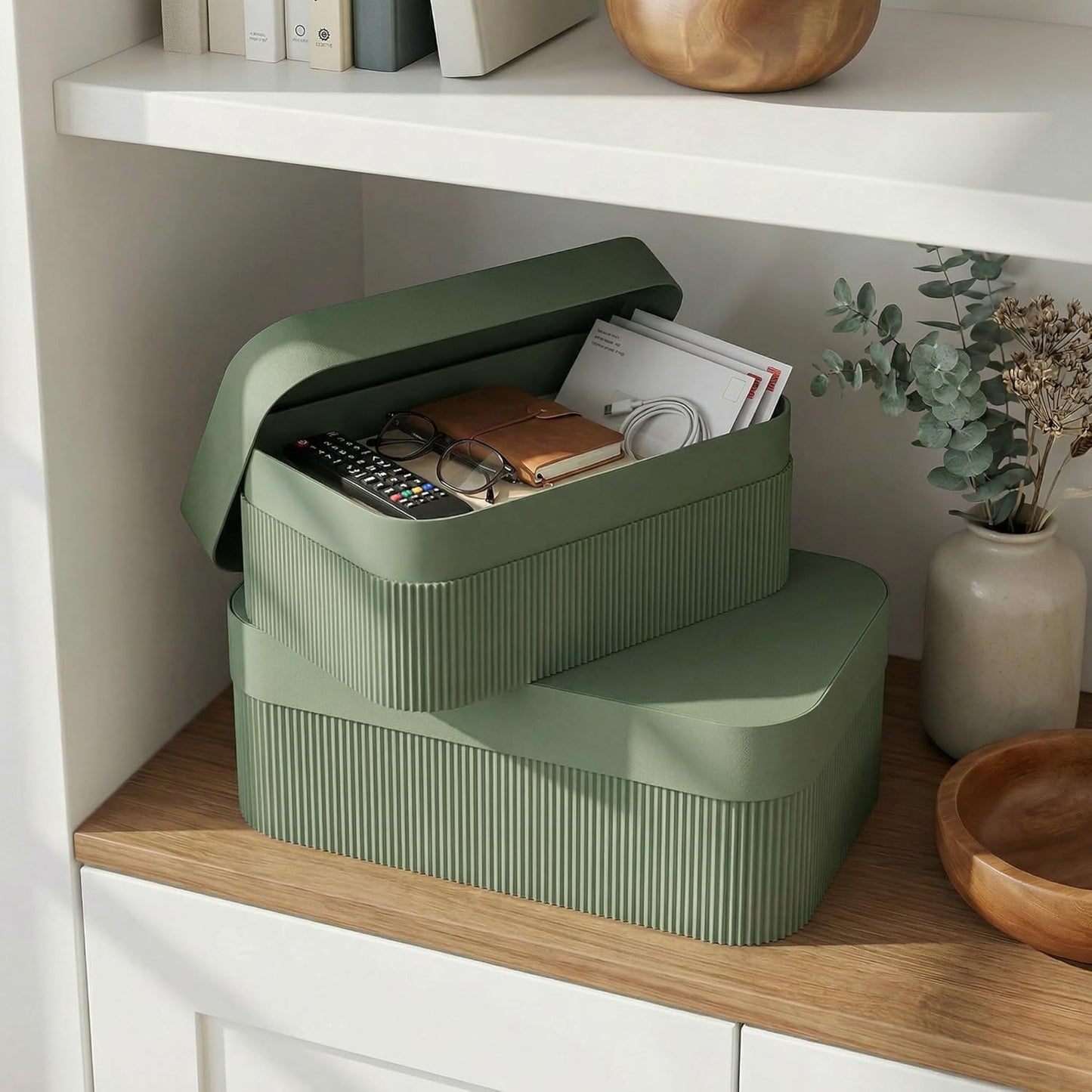 Decorative Storage Boxes / Sage / Set of 2
