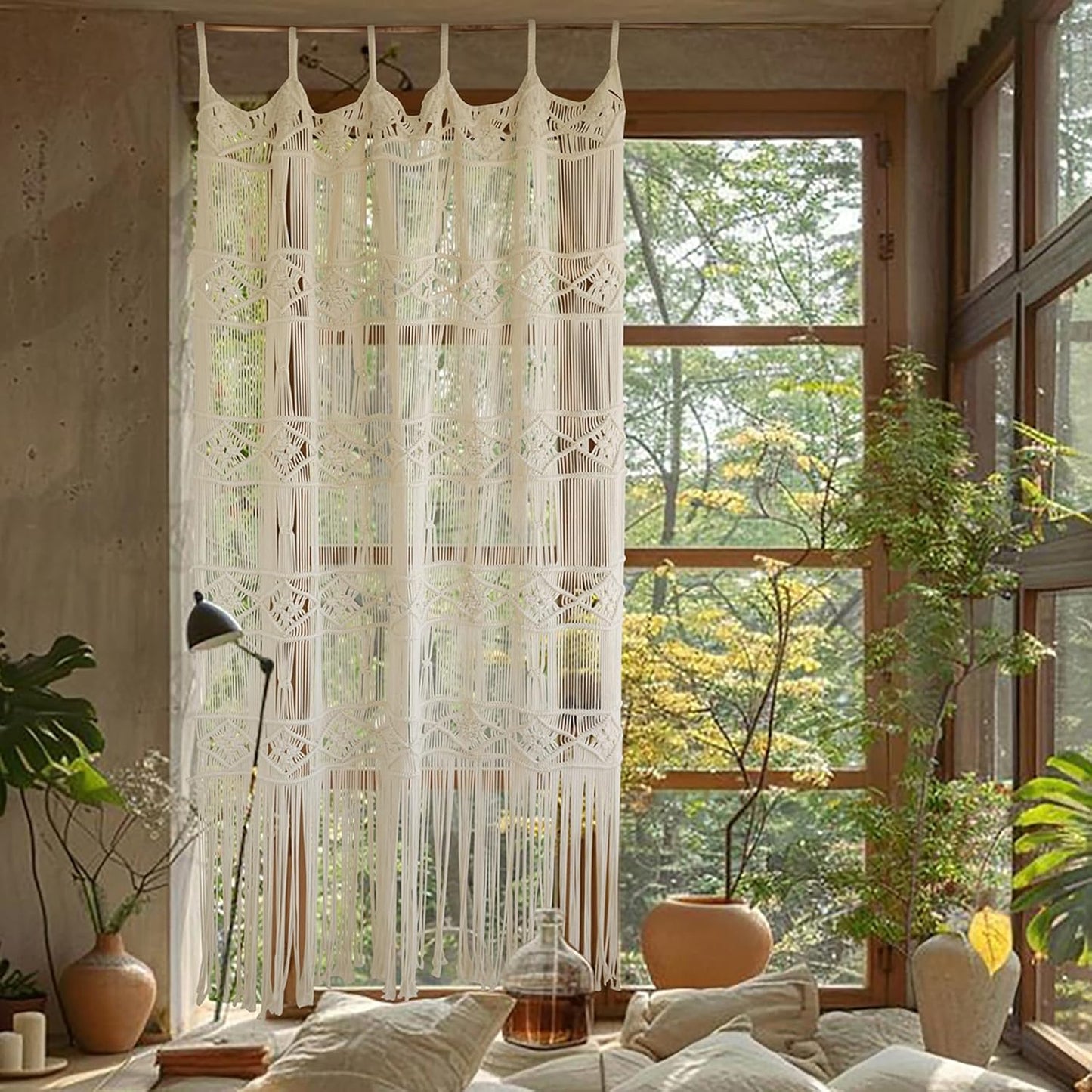 Macrame Curtain Handmade Woven Curtains / Ivory3 / Natural