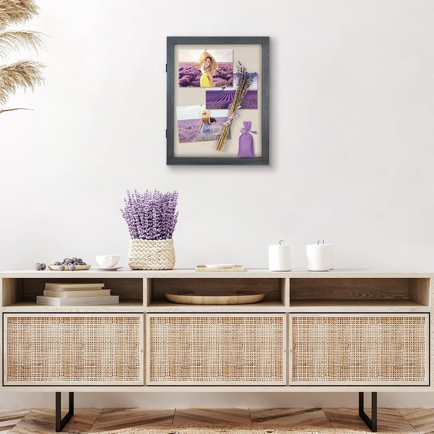 Americanflat 11x14 Shadow Box Frame - Engineered Wood - Black | Shatter-resistant glass, 1.4 inch interior depth, hangs