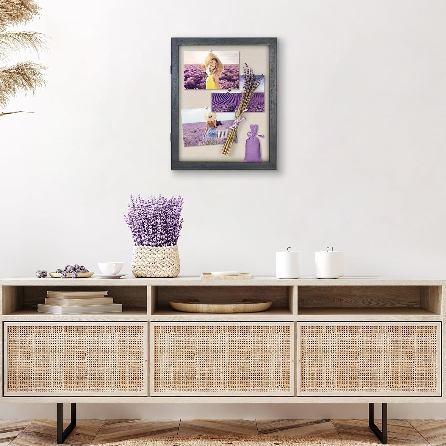Americanflat 11x14 Shadow Box Frame - Engineered Wood - Black | Shatter-resistant glass, 1.4 inch interior depth, hangs