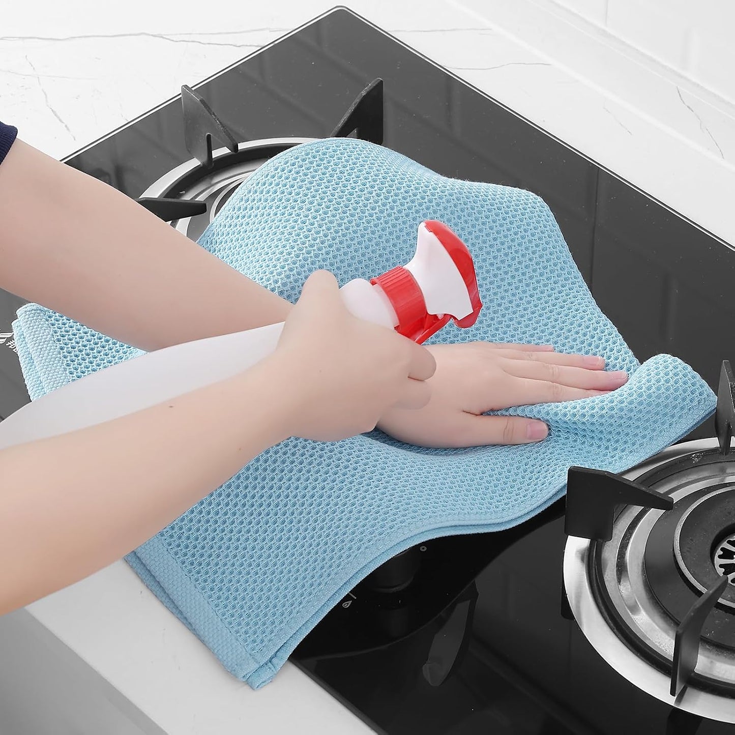 Homaxy 100% Cotton Waffle Weave Kitchen Dish Towels 6-Pack, Sky Blue | 13 x 28 Inches, Ultra Soft Absorbent Dish