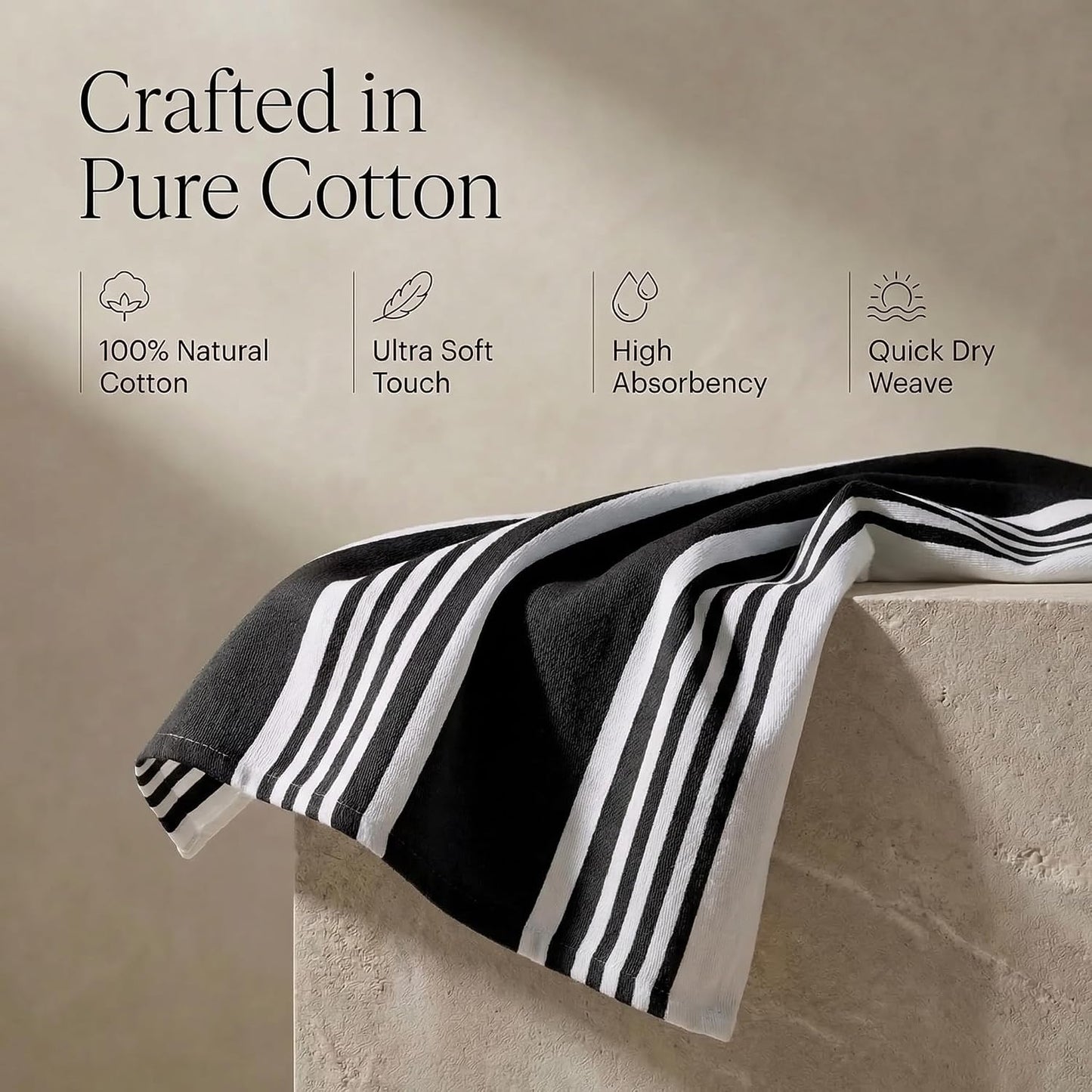 Urban Villa Kitchen Towels Cotton Dish Towels 20”x30” (Set of 6) Black