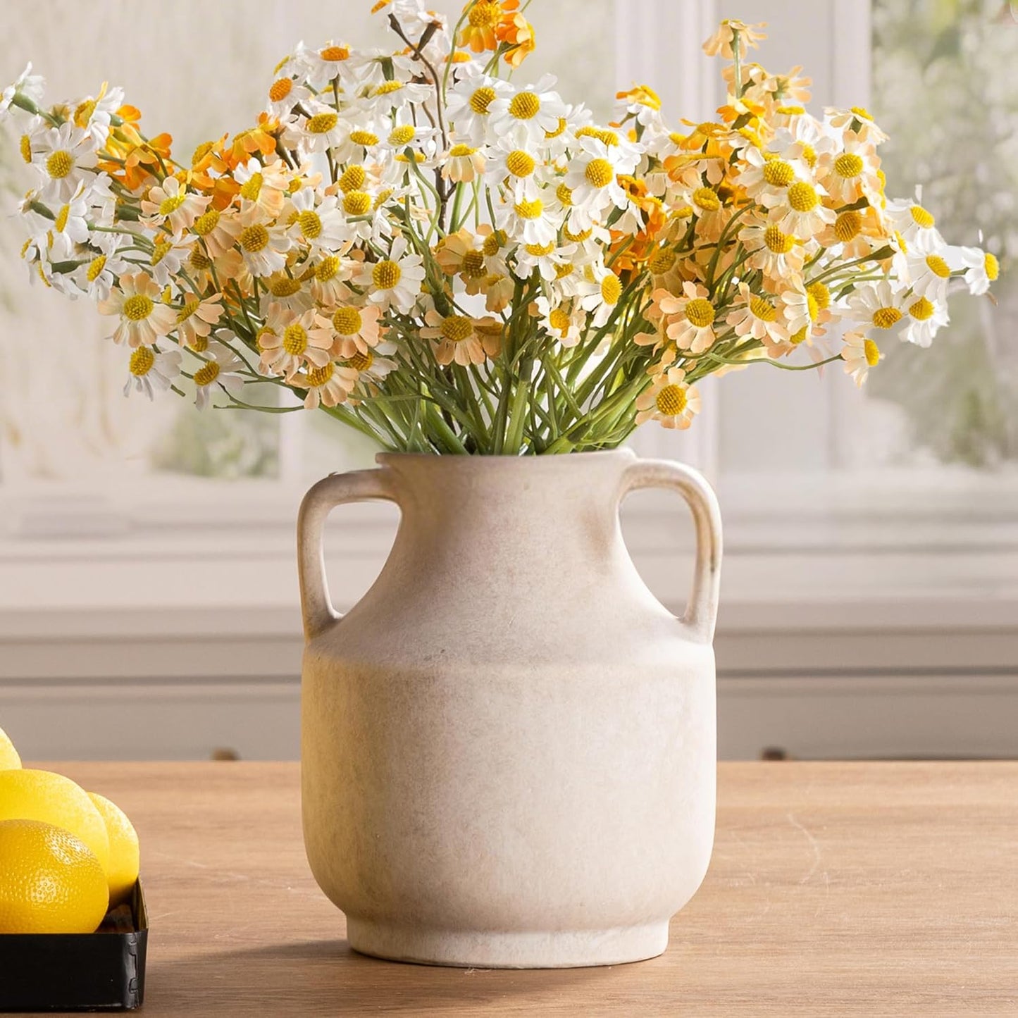 Ceramic Flower Vase / 8"h-antique / White / 8 Inch