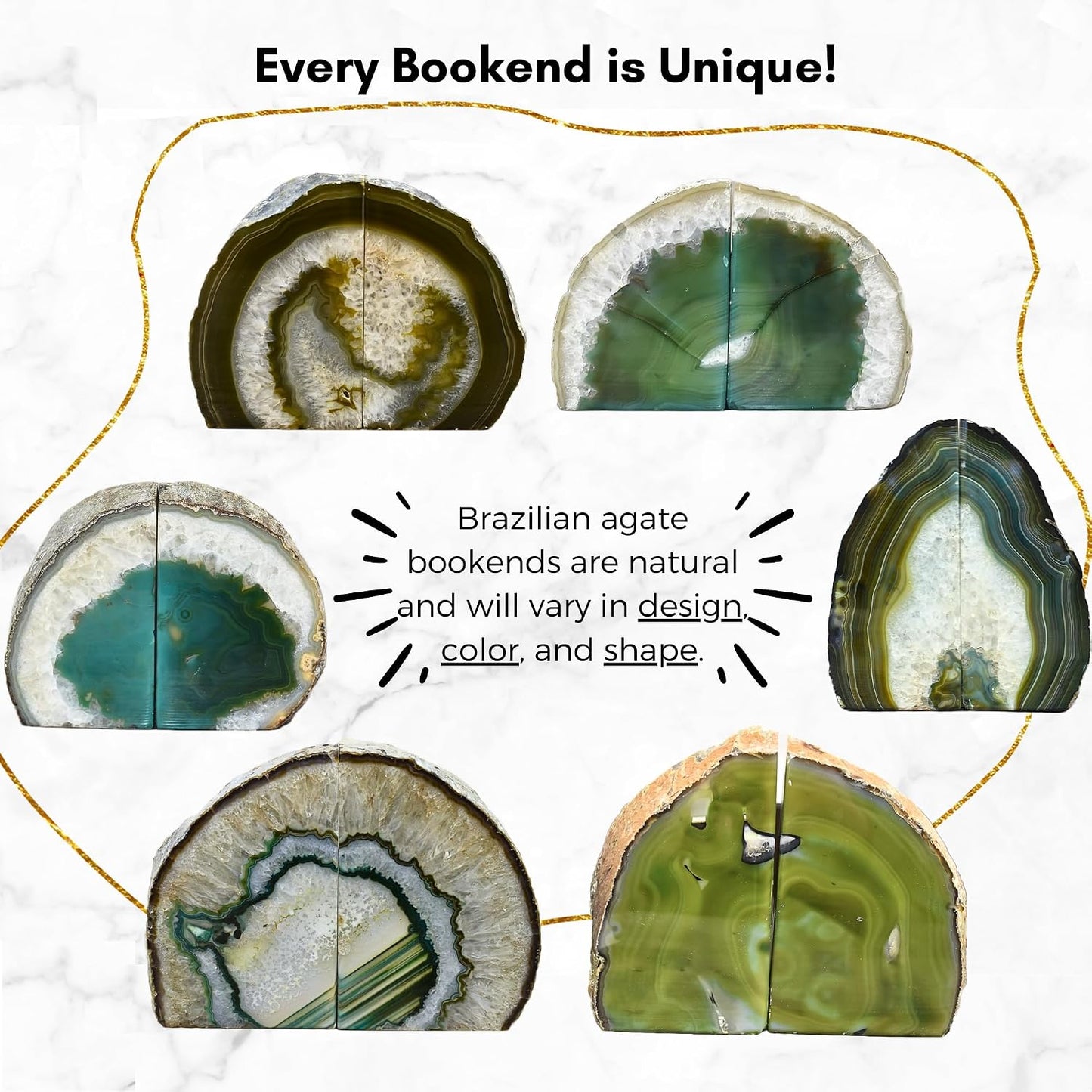 Agate Bookends / A+ Quality Geode / Green / A+ Grade 3 - 4 Lbs