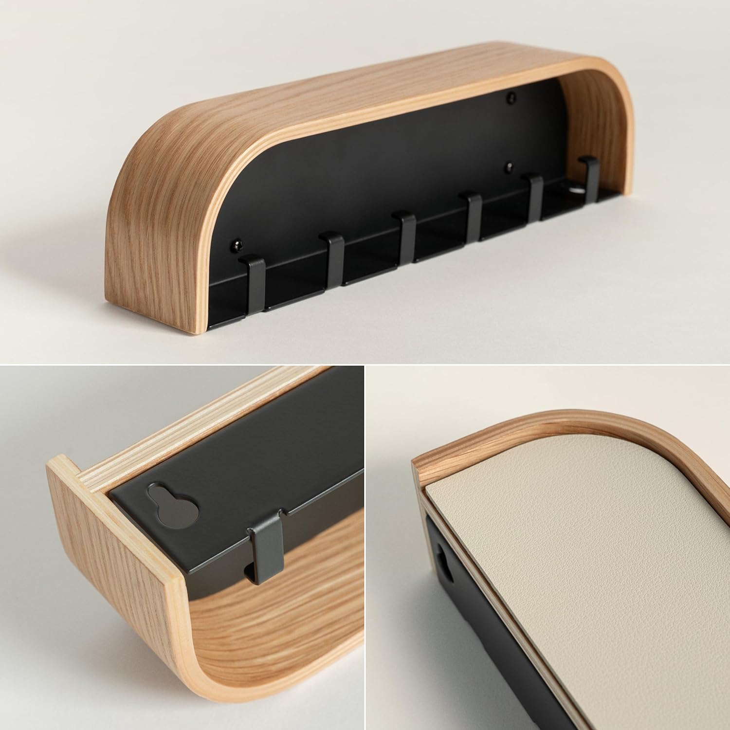 Modern Key Holder Wall Mount / Oak / 6 Hooks