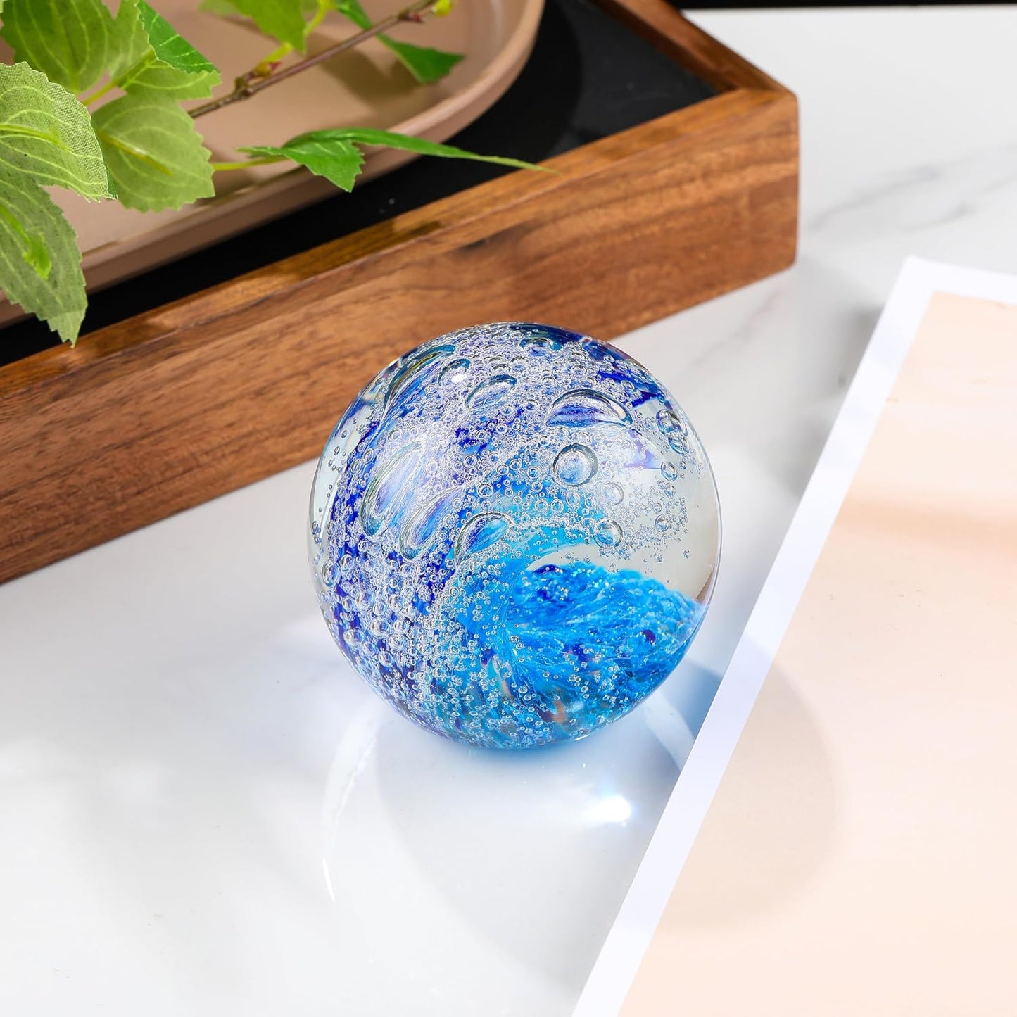 Glass Collectible Figurines Spere / Sky Blue