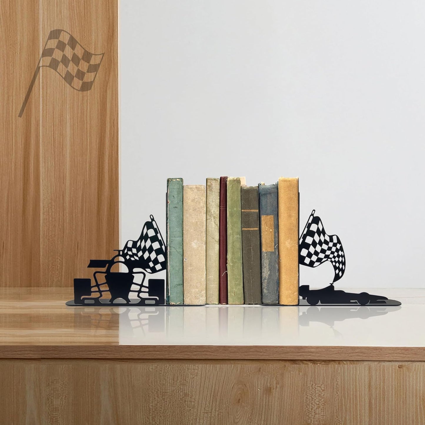 Metal Bookends Decorative Race Car Themed Kids Book Ends