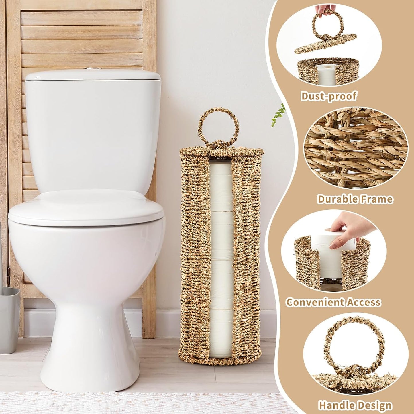 Woven Basket Stand / Wicker Toilet Paper Holder