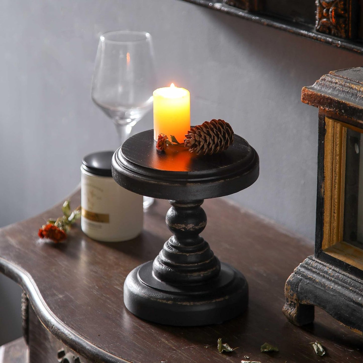 Rustic Small Pedestal Stand/Planter Stands / Black