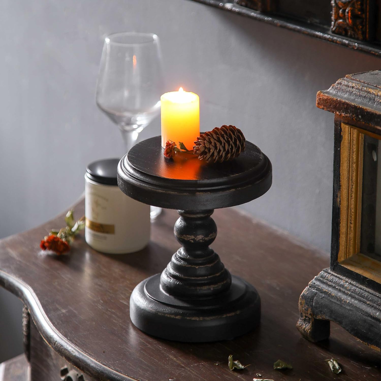 Rustic Small Pedestal Stand/Planter Stands / Black