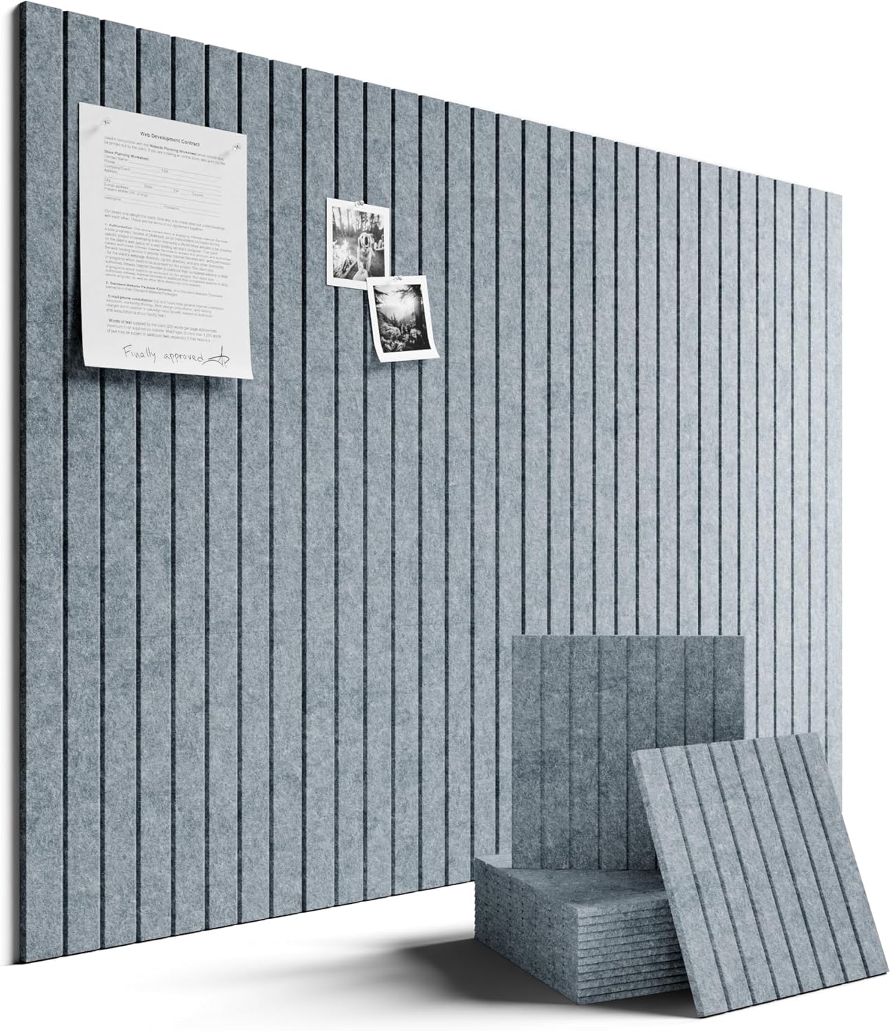 Fluxynara 48" x 36" Large Felt Bulletin Board, Blue Gray