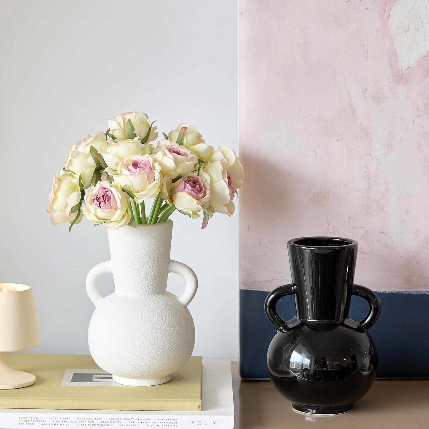 Ceramic Vase / Modern Flower Vase Decorative Vases for Bouquet / Vase-05 / Black / 7 Inch