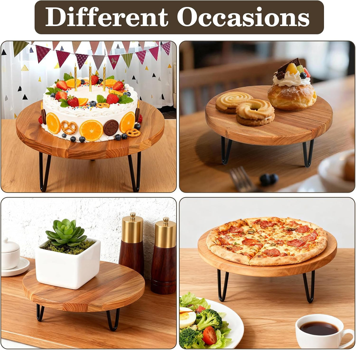 3 Pcs Buffet Risers, Wood Round Food Riser Dessert Table Display Stand Set for Party Wood Cupcake Stands Nesting Table