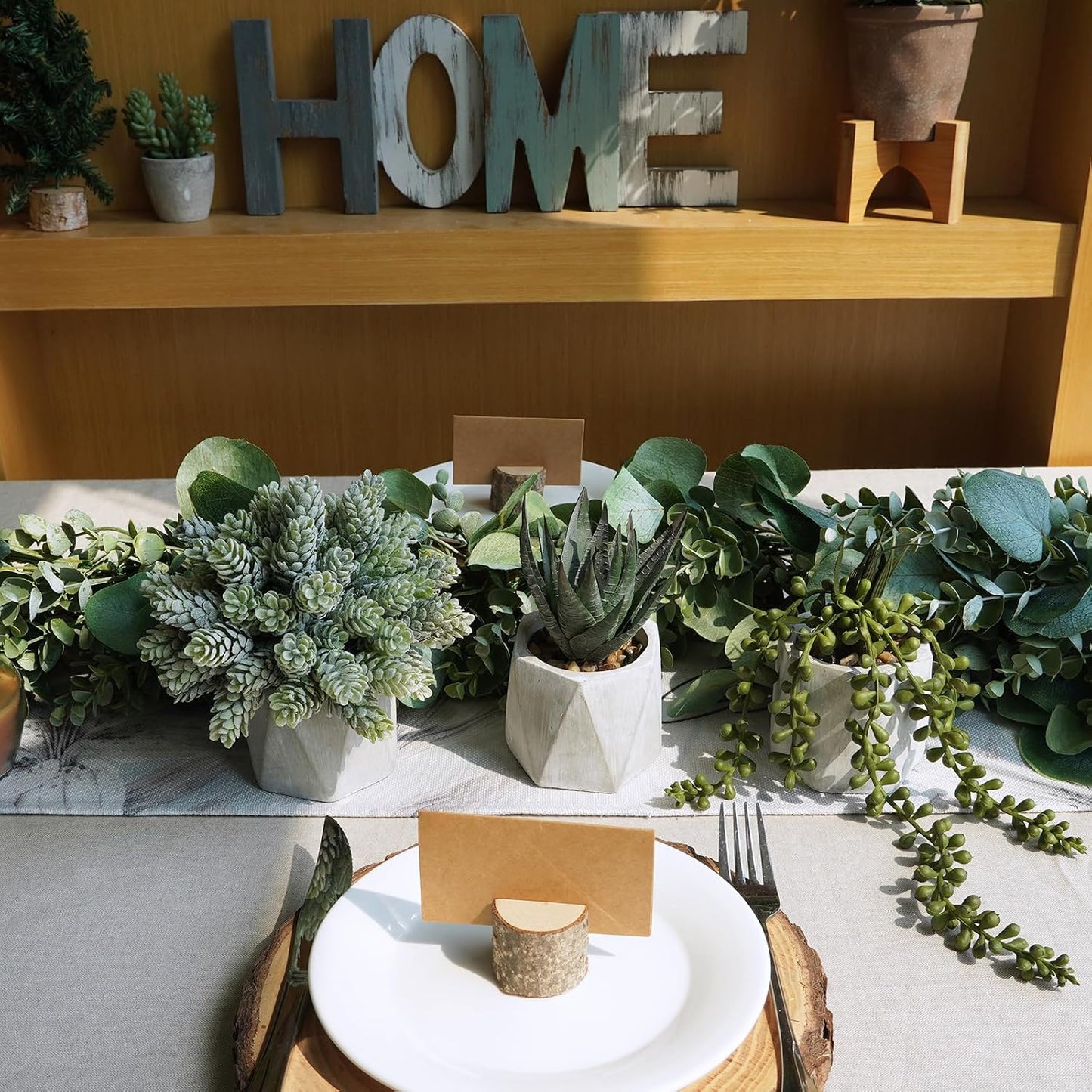 Mini Artificial Succulent Plants Potted Small Fake Aloe Hops String of Pearls / Gray / Set of 3