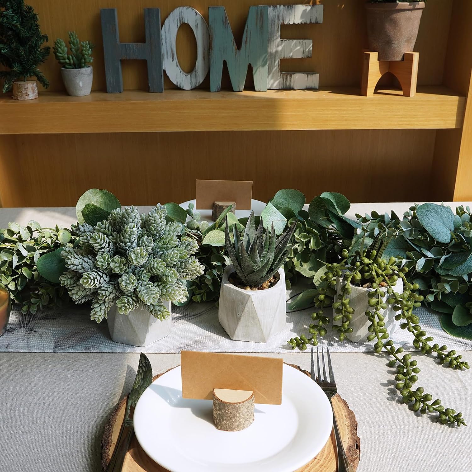 Mini Artificial Succulent Plants Potted Small Fake Aloe Hops String of Pearls / Gray / Set of 3
