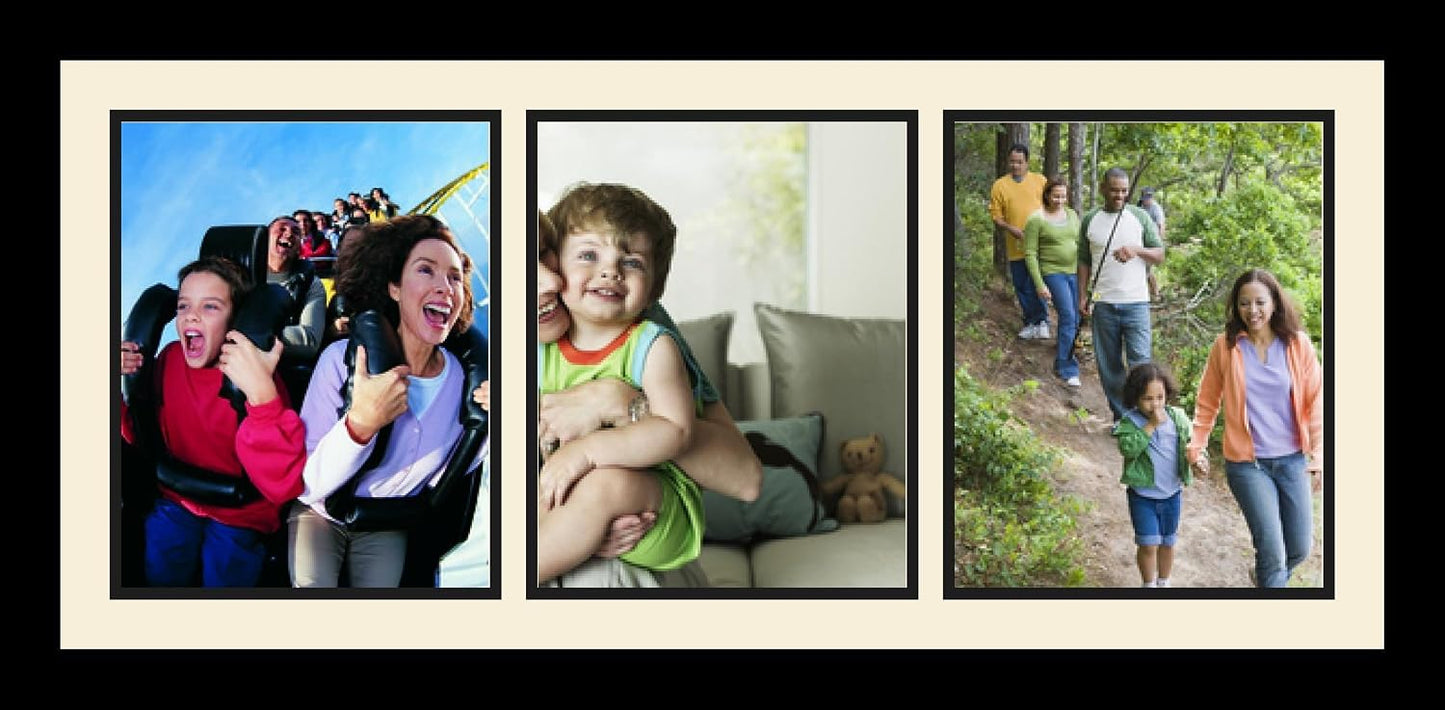 ArtToFrames Collage Photo Frame Single Mat with 3-8x10 Openings with Satin Black Frame and Canary mat.
