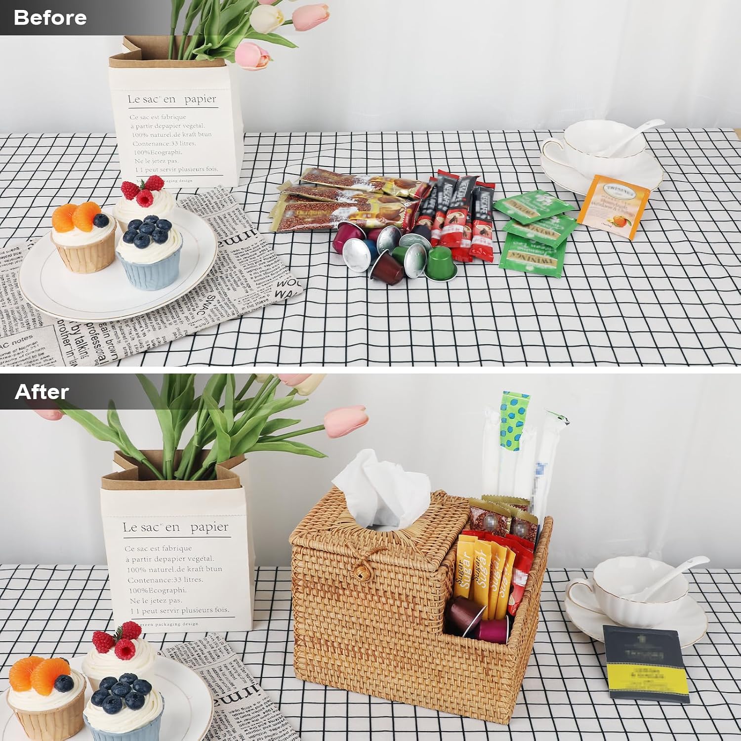 2 Side Organizer / Natural / Rattan