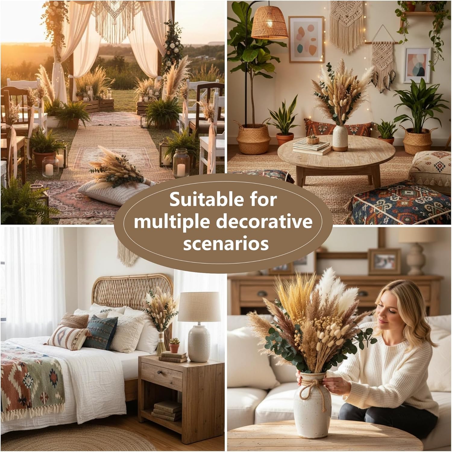 Pampas Grass & White Pampas Grass for Boho Baby Shower / Brown / Set of 350