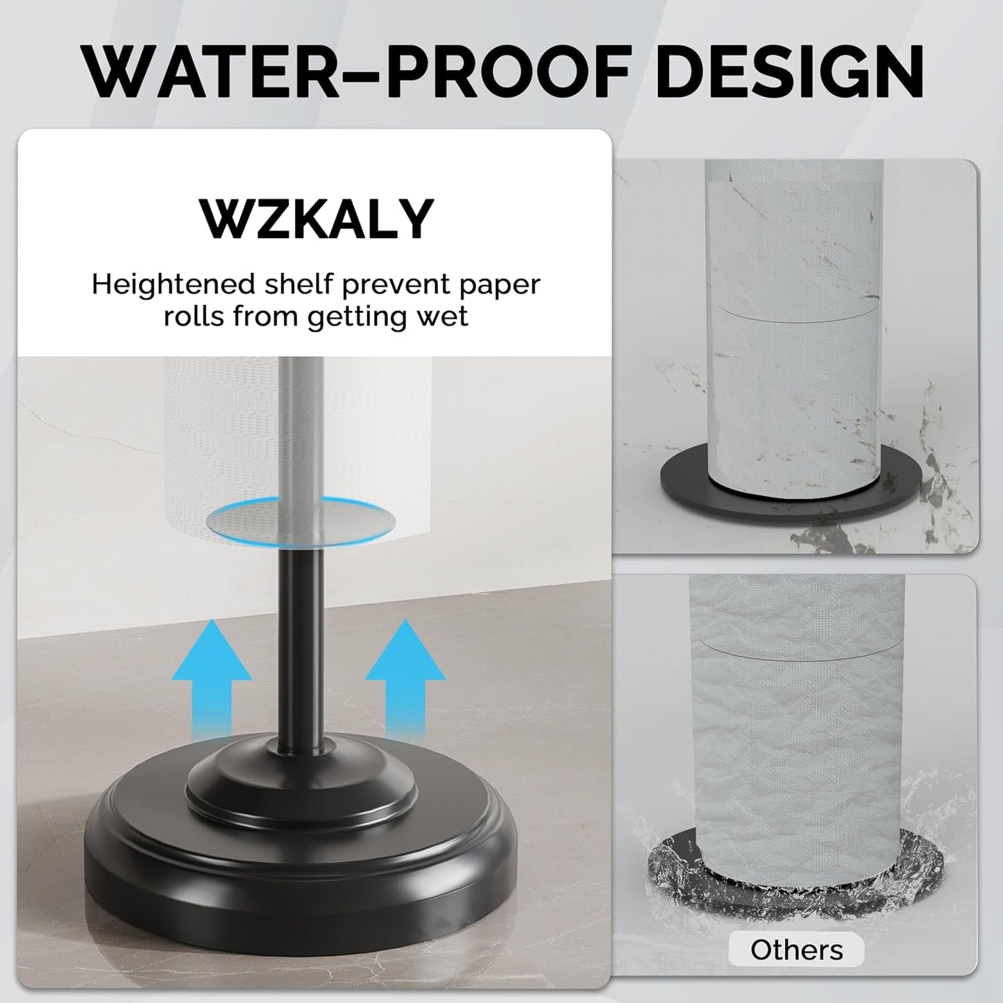 Matte Black Toilet Paper Holder Stand with Storage, 4 Extra Rolls | 304 Stainless Steel, Stable Weighted