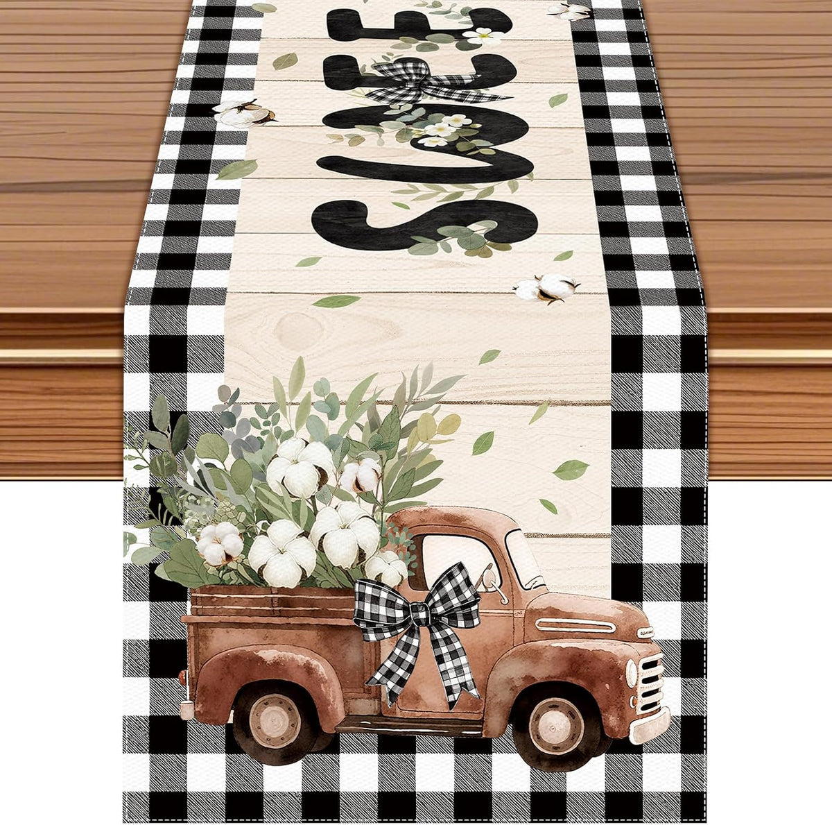 Artoid Mode Sky Blue Farmhouse Woven Table Runner 12x120 Inch