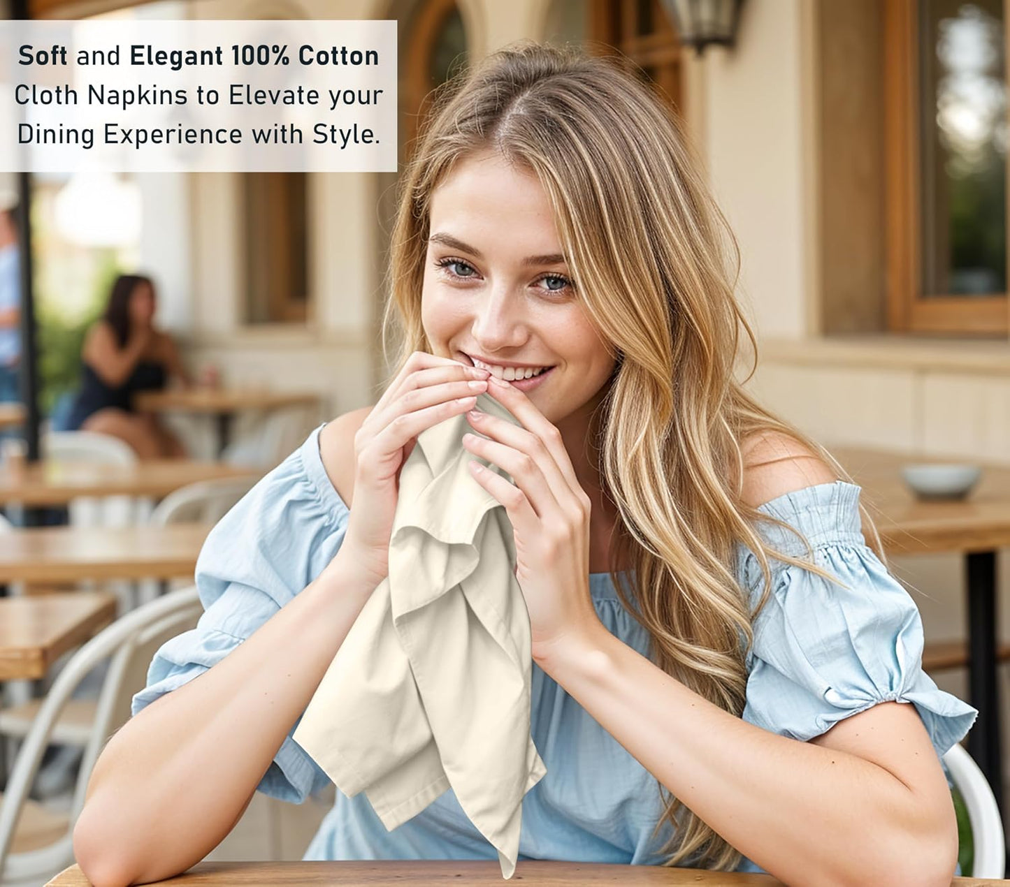 Ruvanti Cloth Napkins Set of 12, 100% Cotton 18”x18” - Antique White | Washable, Soft, Durable & Absorbent Everyday