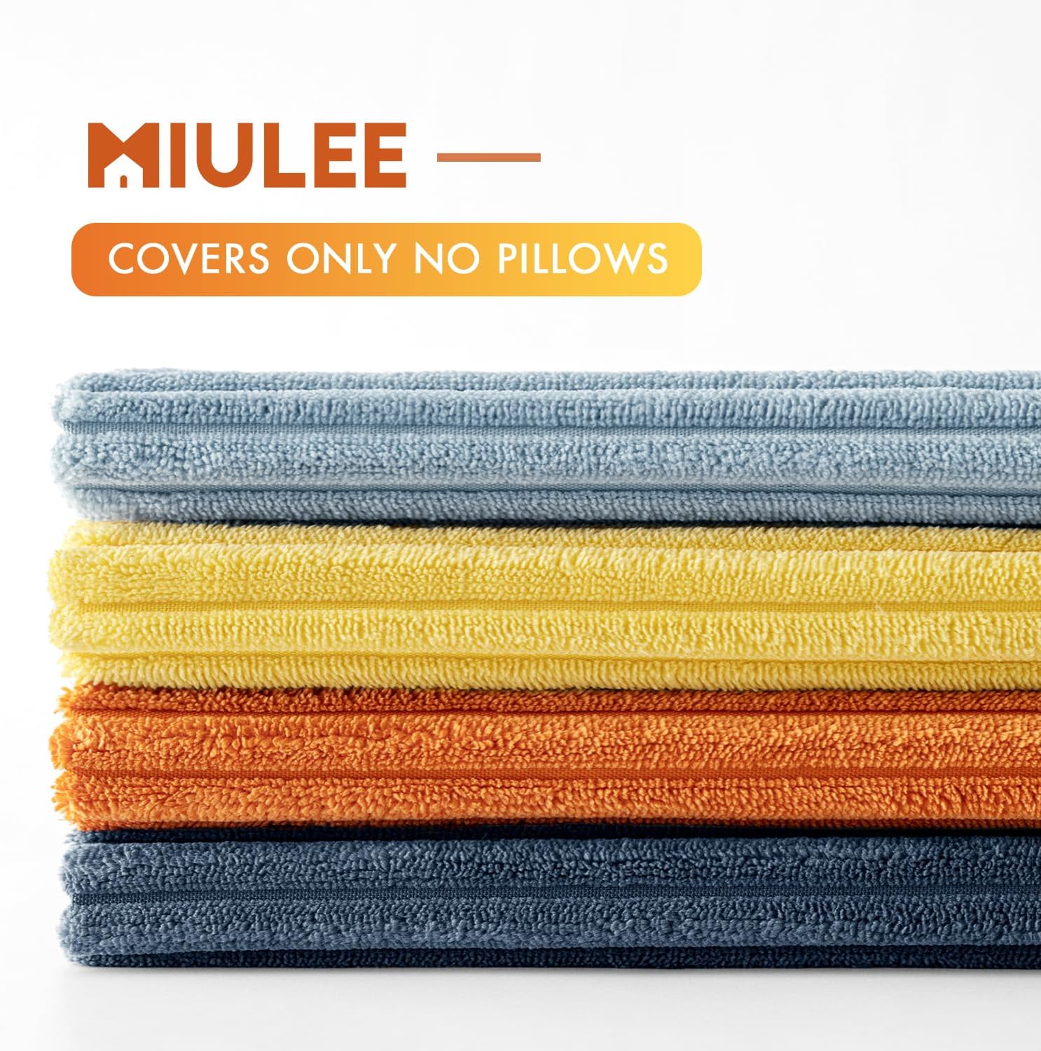 Corduroy Decorative Throw Pillow Covers Soft Boho Striped Pillow / 18 x 18 / Blue-orange / Set of 4
