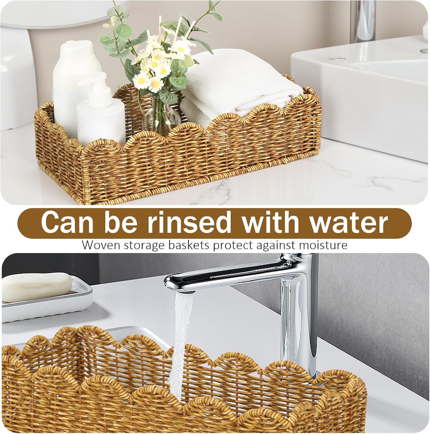 Scalloped Toilet Paper Basket / Set of 2