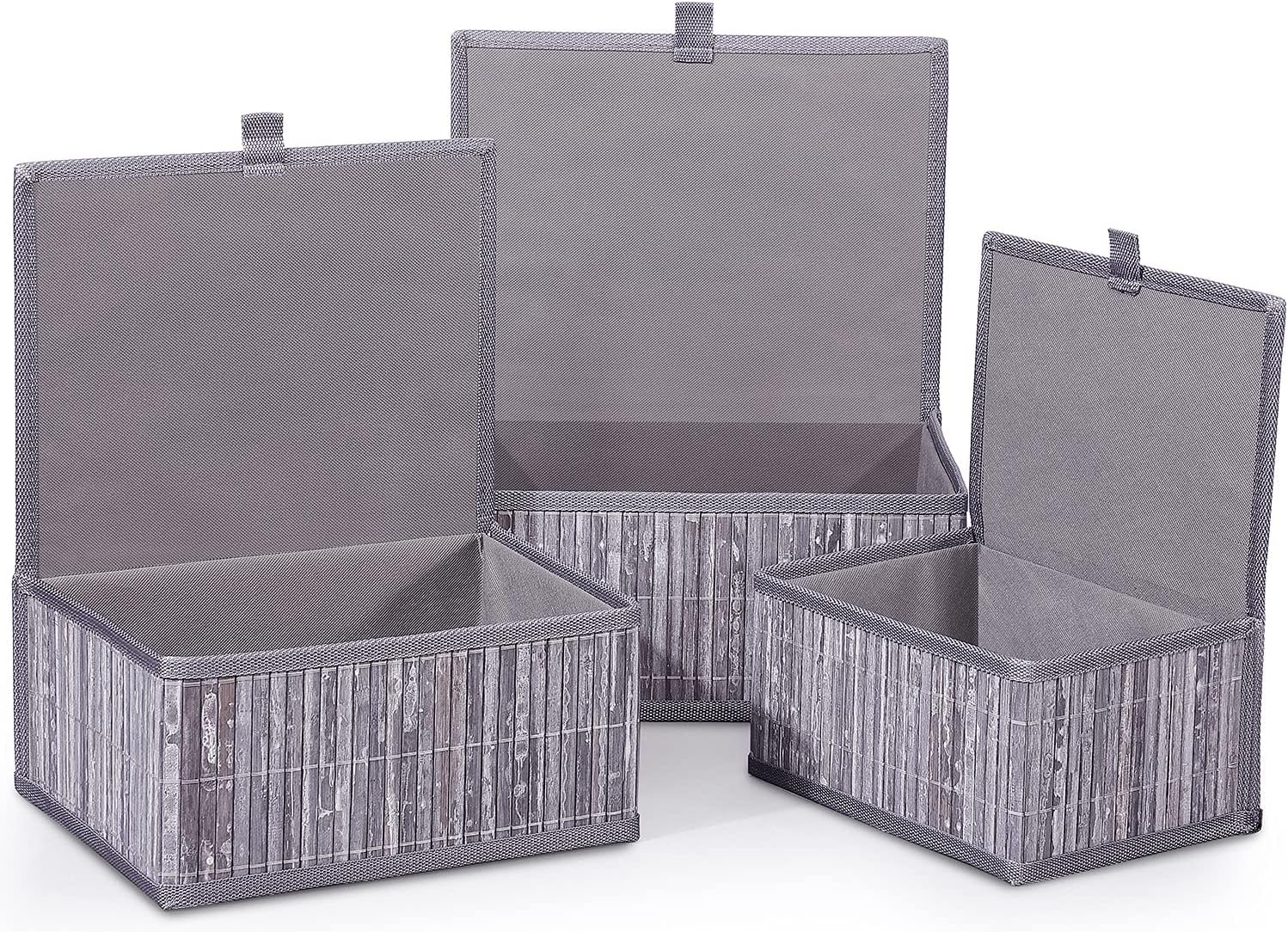 Woven Lined Storage Basket / Gray Marble / Set of 3