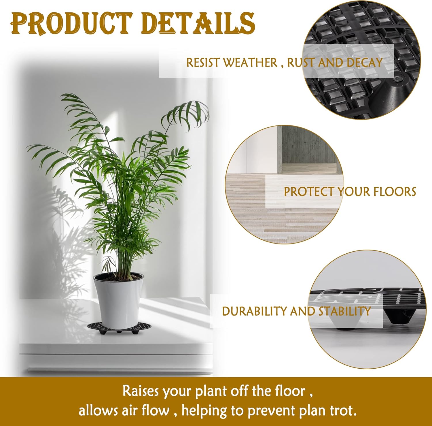 8Pcs Plant Stand Indoor Outdoor, Plant Level Pot Elevator- 2 Size Plant Riser Holder Plastic Floor Protector Plant
