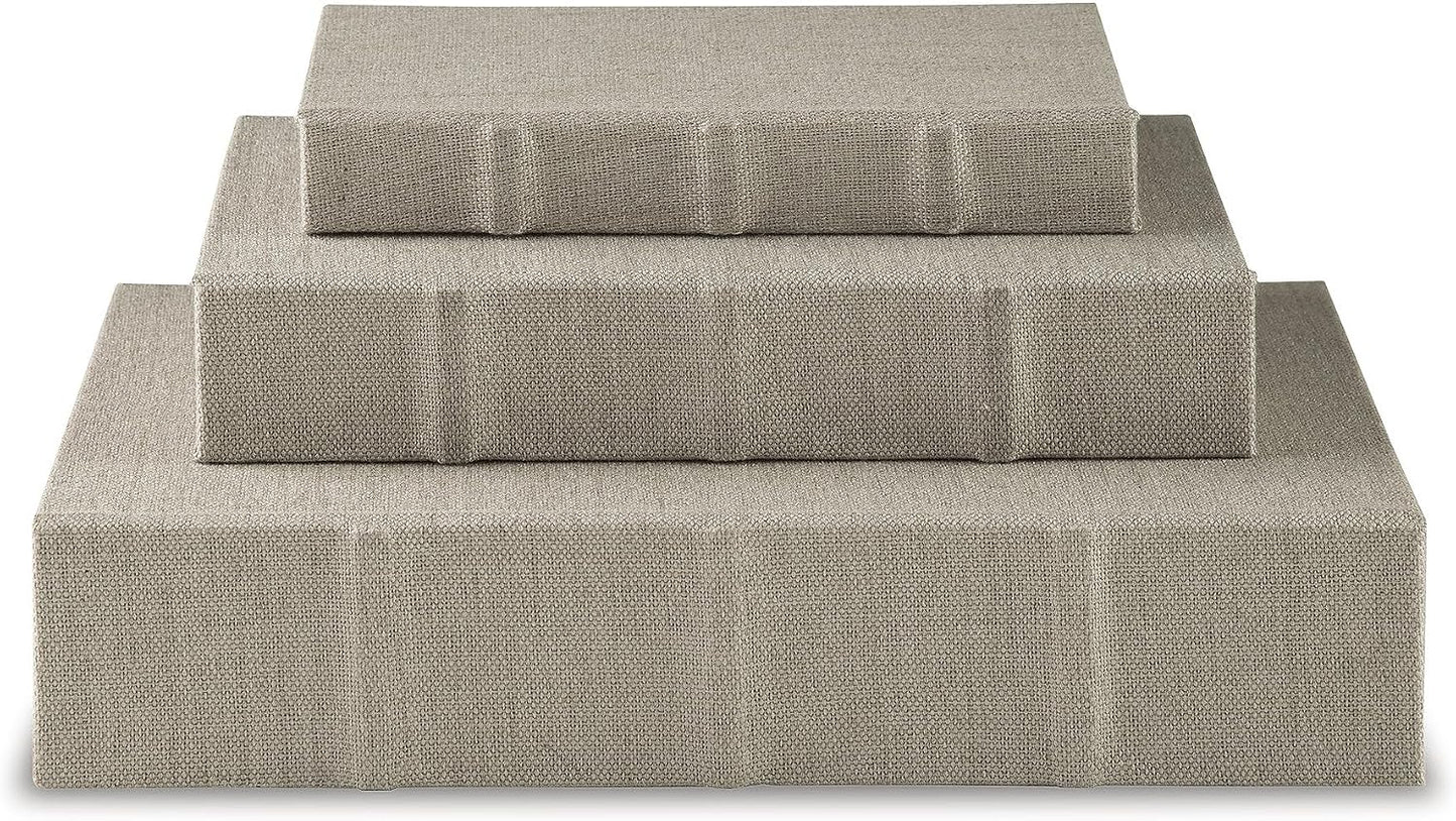 Jolina Vintage 3 Piece Faux Book Keepsake Storage Box Set / Beige